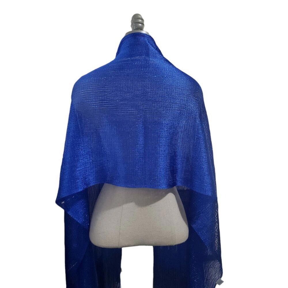 Designer CT1760 Odiva Royal Blue Fringes Scarf/Wrap Size ONE SIZE - 4 Thumbnail