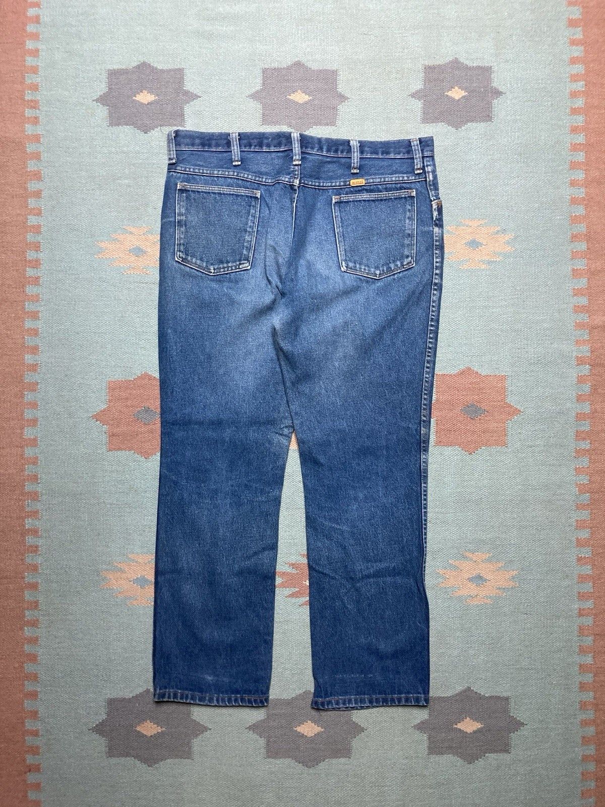 Vintage 80s rustler jeans worn faded denim straight talon USA 37x30 Size US 37 - 7 Thumbnail