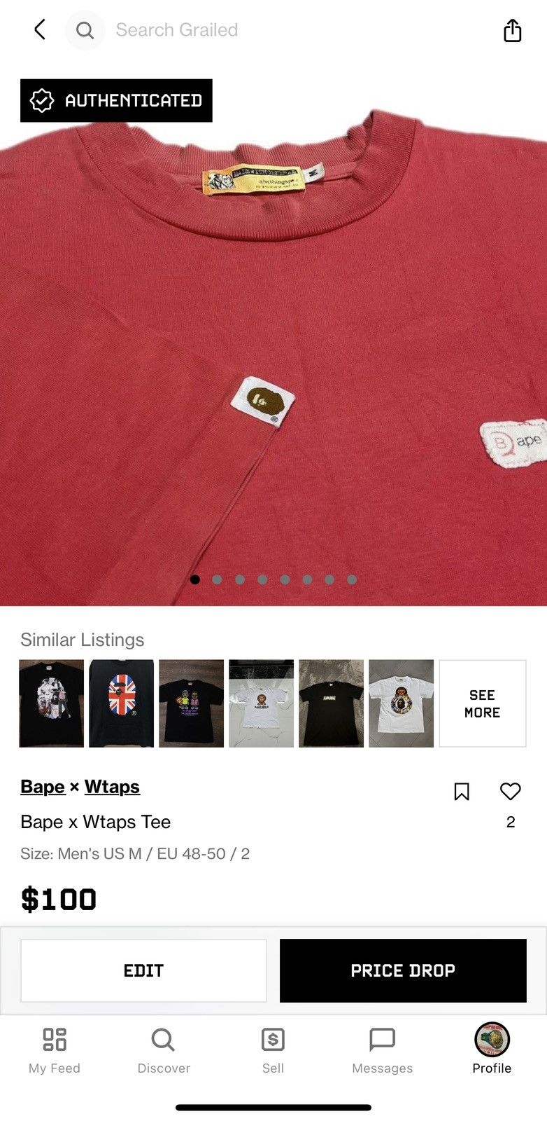Bape × Wtaps Bape x Wtaps Tee Size US M / EU 48-50 / 2 - 9 Thumbnail