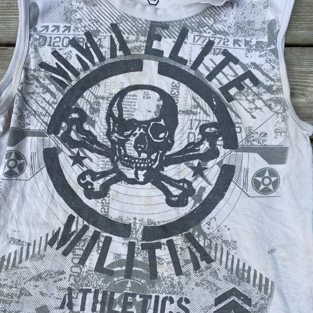 Vintage Vintage Y2K MMA Elite Graphic T Shirt Skull Medium White Size US M / EU 48-50 / 2 - 4 Thumbnail