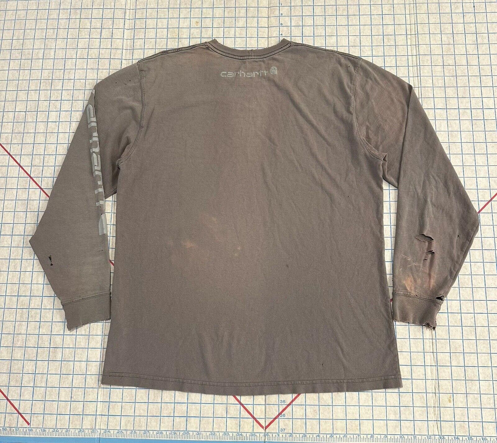 Carhartt Carhartt Shirt Long Sleeve Distressed Thrashed Grey 22x28 Size US L / EU 52-54 / 3 - 2 Thumbnail