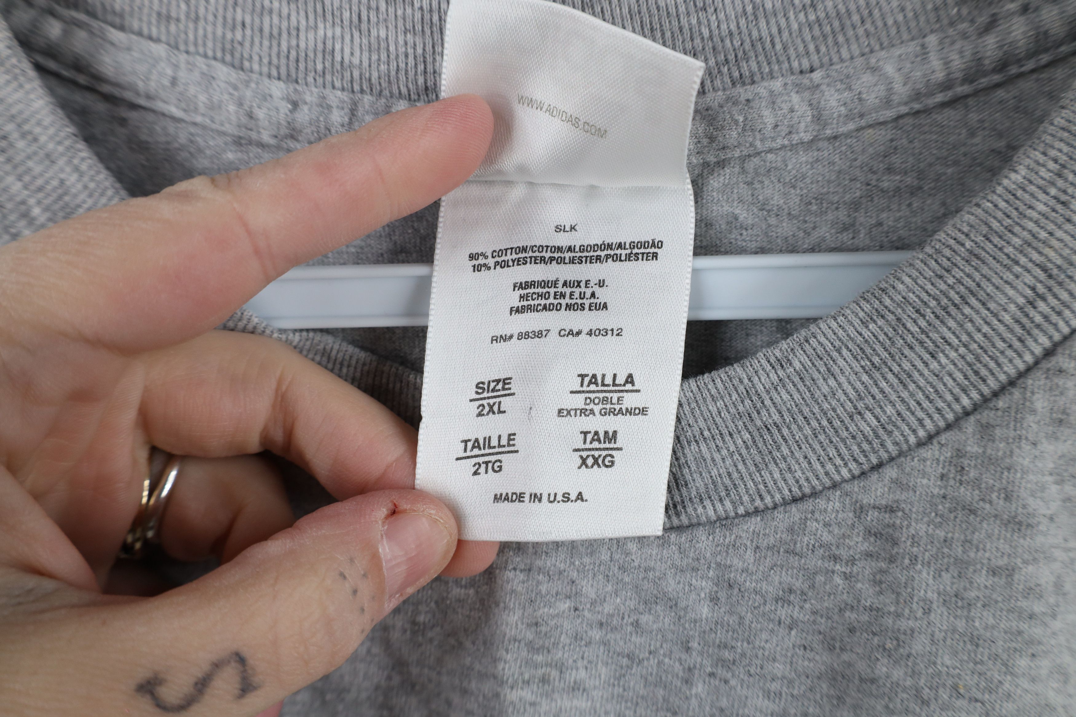 Adidas × Vintage Vintage 90s Adidas Logo Long Sleeve T-Shirt Heather Gray USA Size US XXL / EU 58 / 5 - 7 Thumbnail