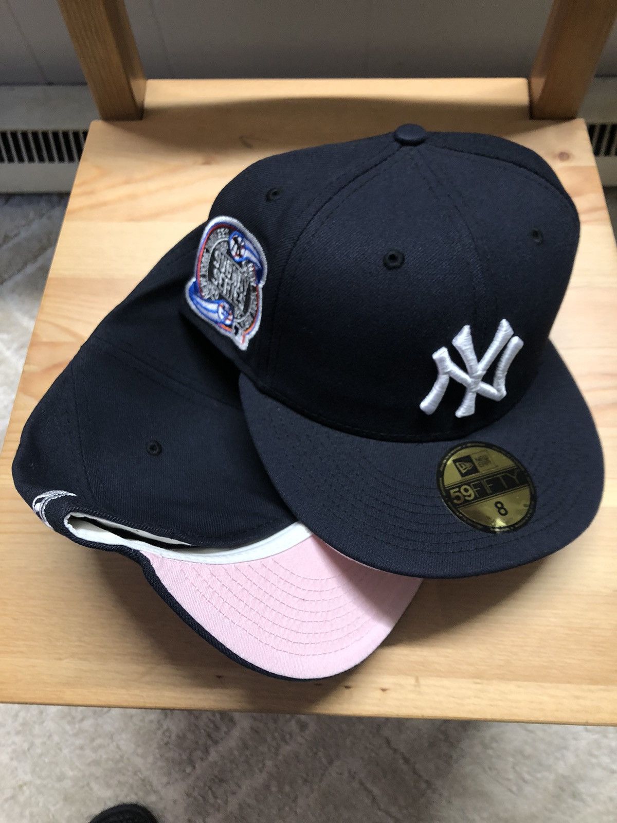 New Era NY Yankees Fitted Hat Subway Series Navy Blue Pink UV Size 8 Size ONE SIZE - 3 Thumbnail