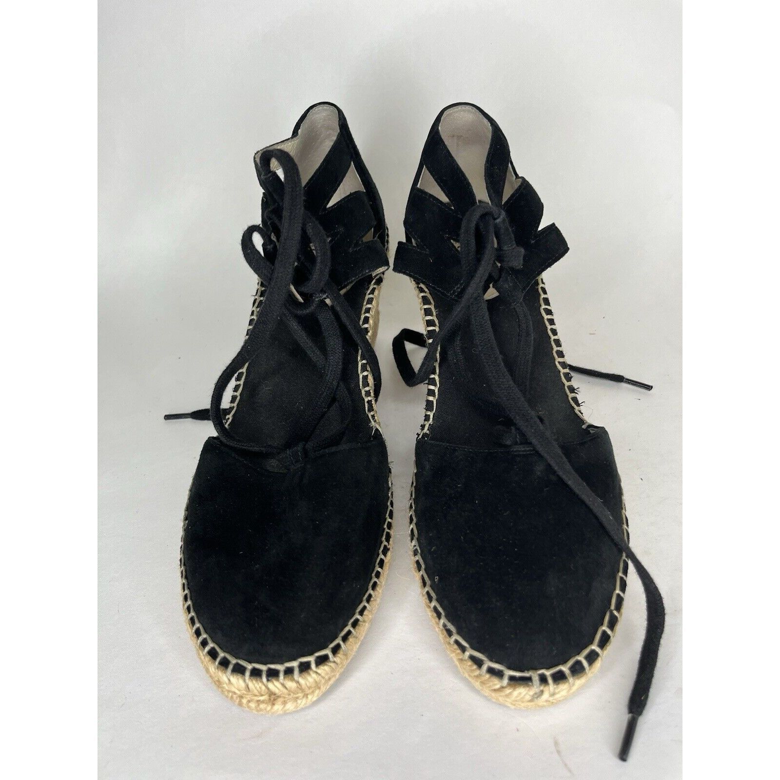 Other Abeo Black Suede Leather Lace Up Espadrilles Wedges Sandals Size US 9 / IT 39 - 8 Thumbnail