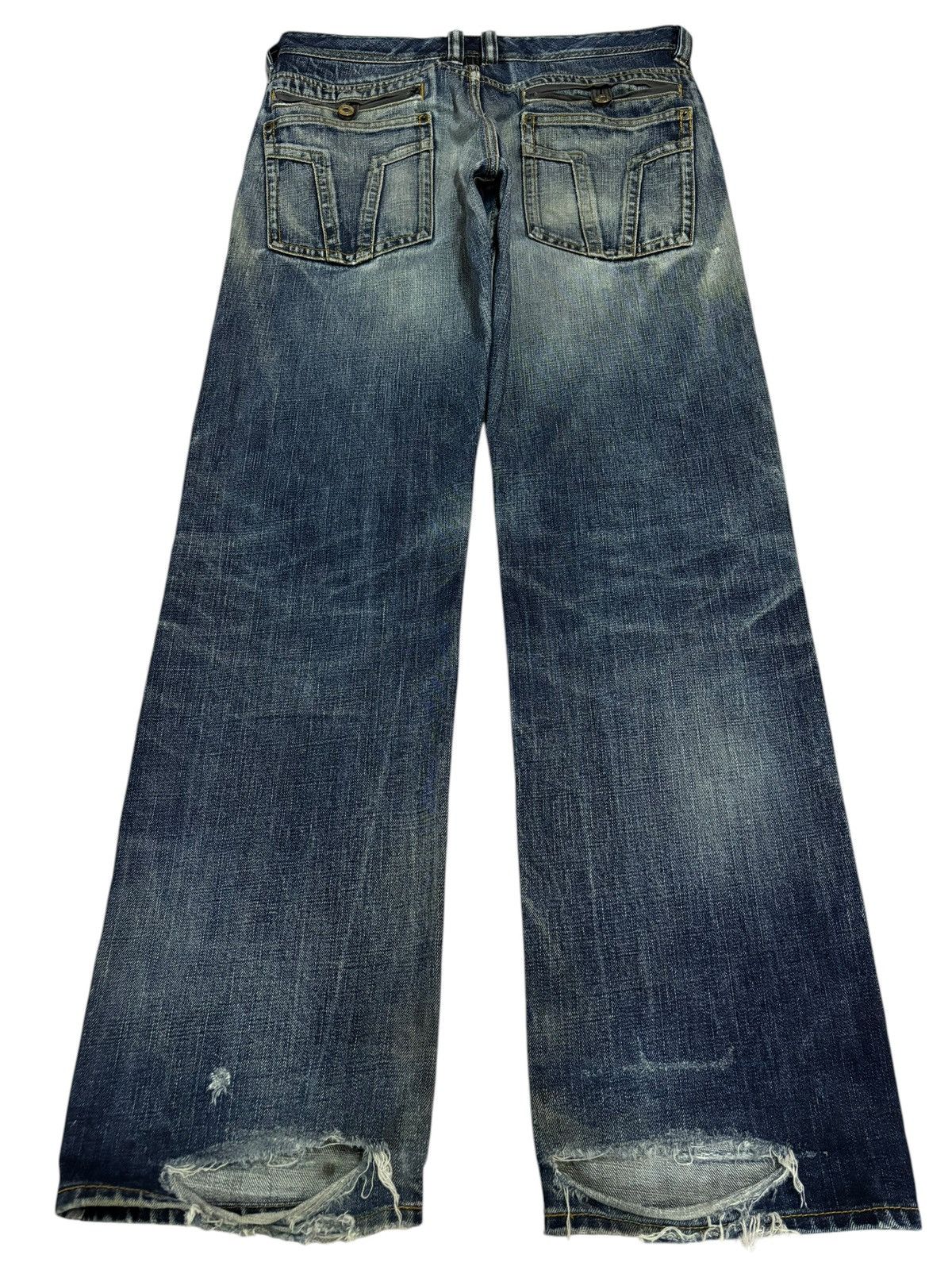 George × Japanese Brand George Japan Faded Indigo Distressed Jeans Size US 34 / EU 50 - 2 Thumbnail
