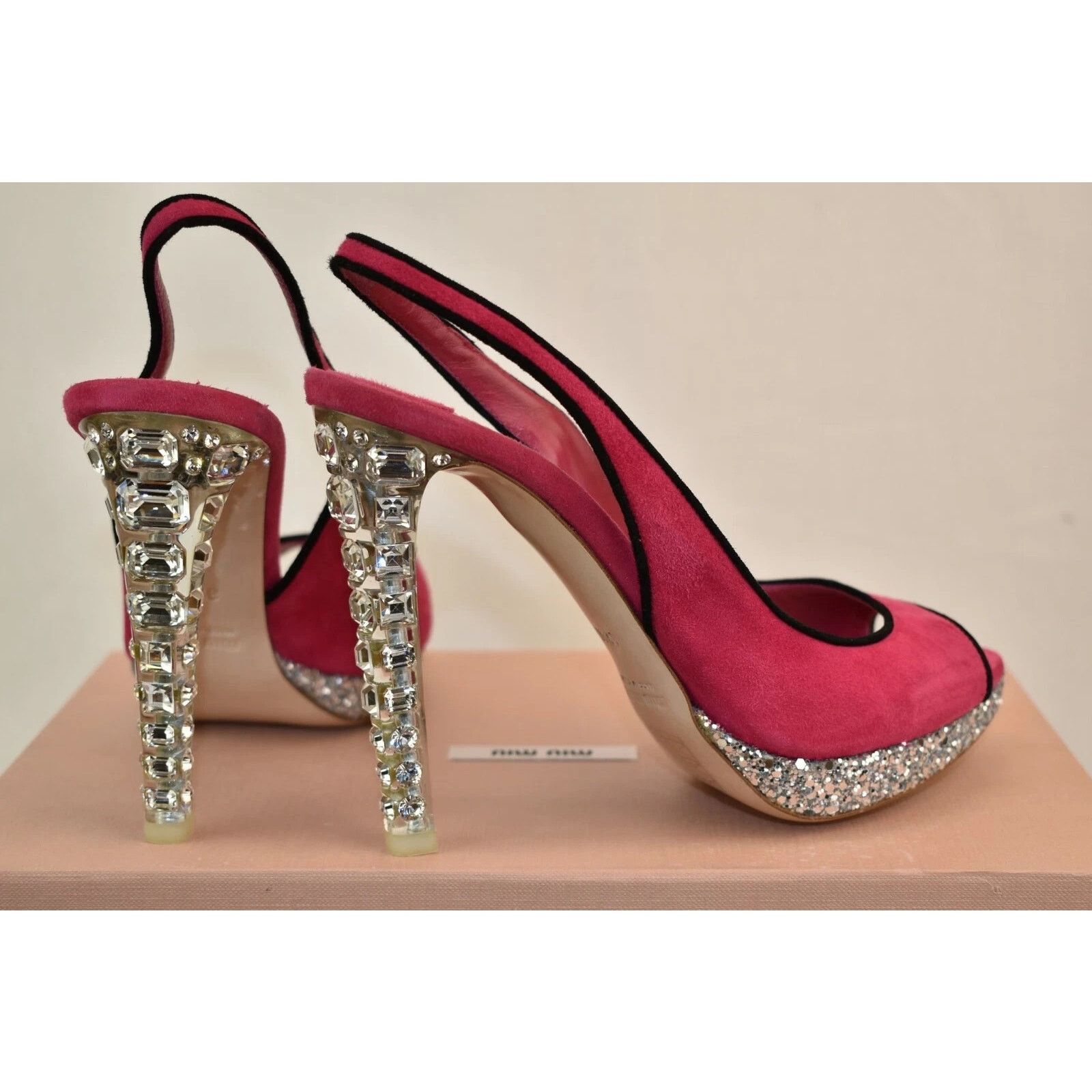 Miu Miu MIU MIU PRADA PINK SUEDE JEWELED CRYSTALS' HEELS PUMPS 37.5 Size US 7.5 / IT 37.5 - 2 Thumbnail