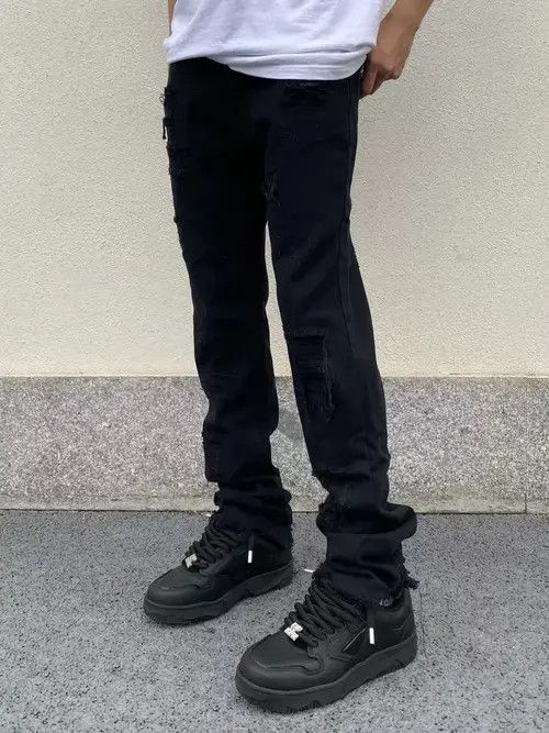 Japanese Brand punk flared damaged ripped jeans Size US 32 / EU 48 - 1 Thumbnail