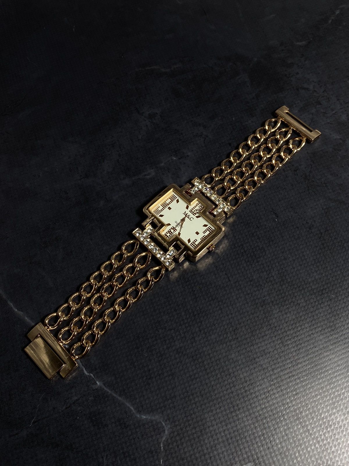 Jewelry Vintage M&C Gold Plated Watch with Crystal Details✨ Size ONE SIZE - 1 Thumbnail