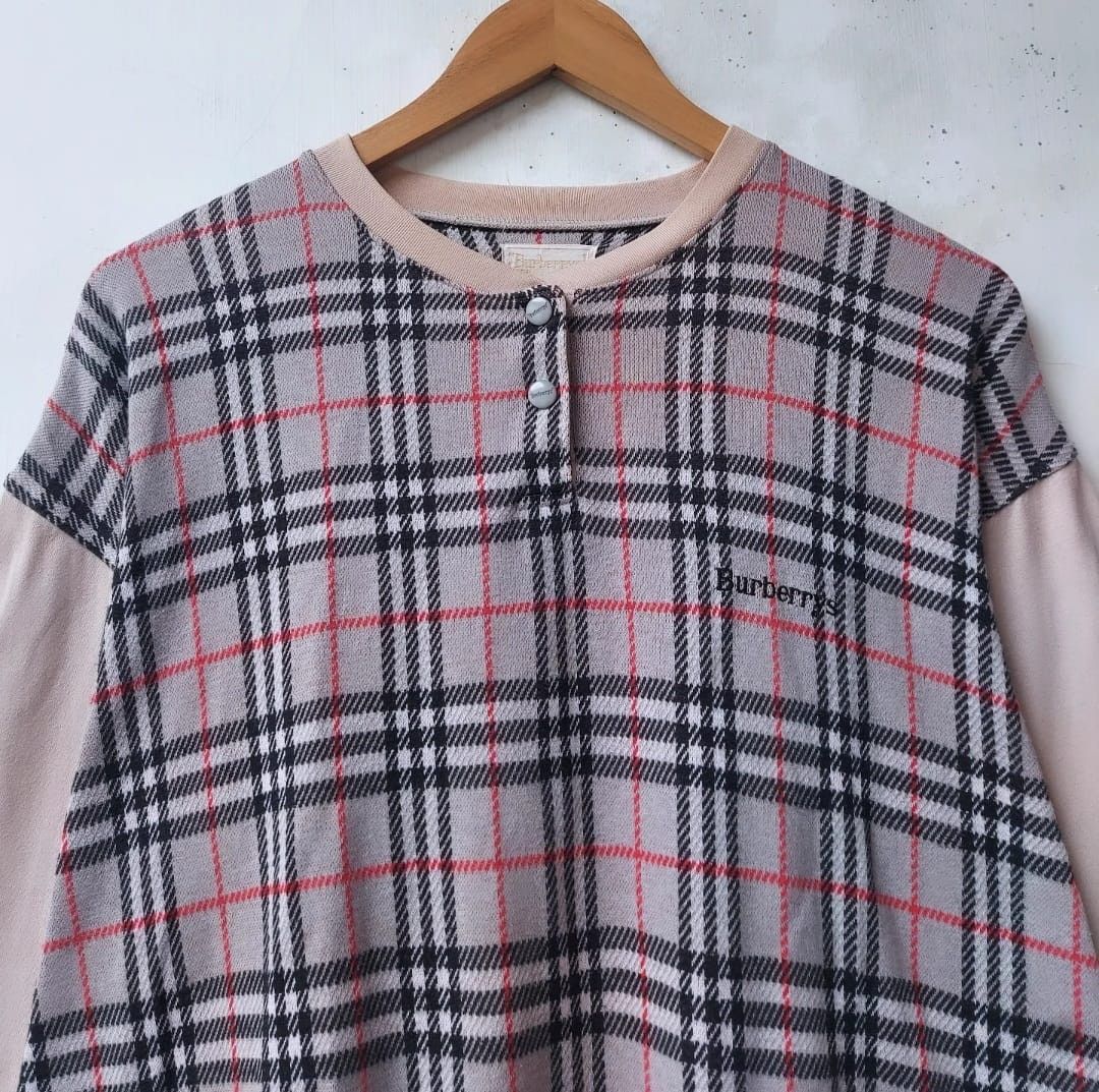 Burberry × Burberry Prorsum × Vintage Vtg Burberrys Novacheck Half Button Sweatahirt Size US L / EU 52-54 / 3 - 5 Thumbnail