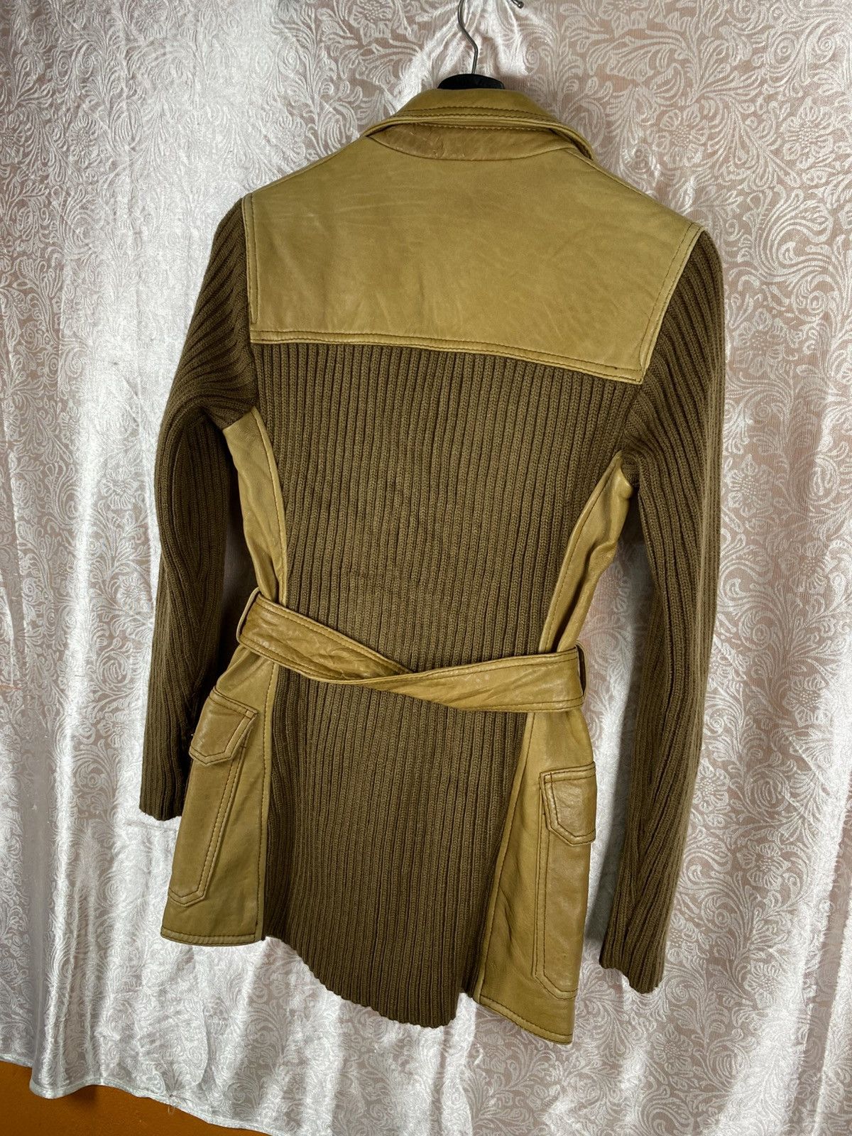 Massimo Dutti Vintage Massimo Dutti Women Leather Knit Hybrid Jacket Belt Size S / US 4 / IT 40 - 12 Thumbnail