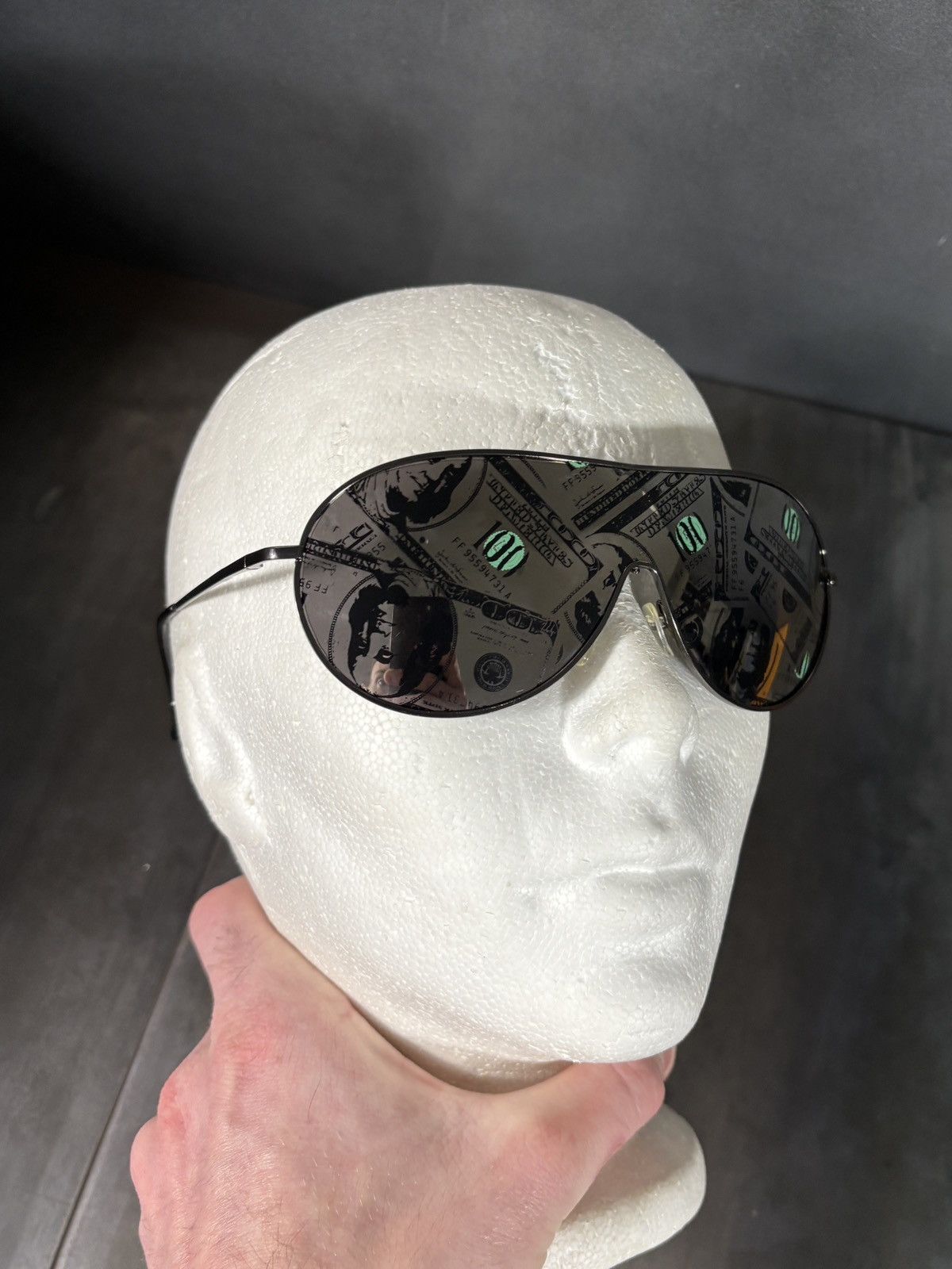 Vintage Y2K Cash Money Print Sunglasses $100 Dollar Aviator Novelty Size ONE SIZE - 5 Thumbnail