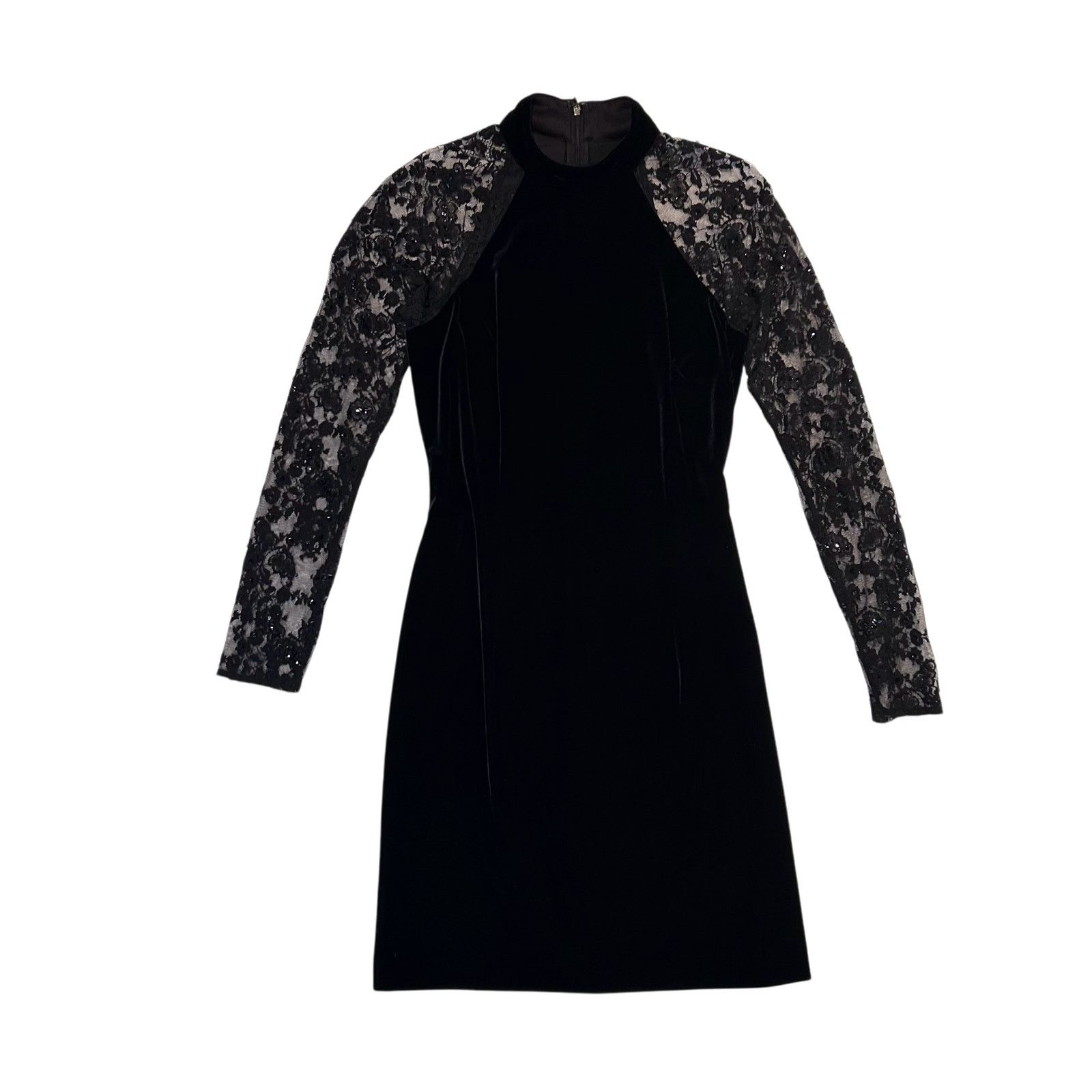 Other Vintage Jessica Howard Black Velvet Dress Lace Sleeves 6 Size M / US 6-8 / IT 42-44 - 1 Thumbnail