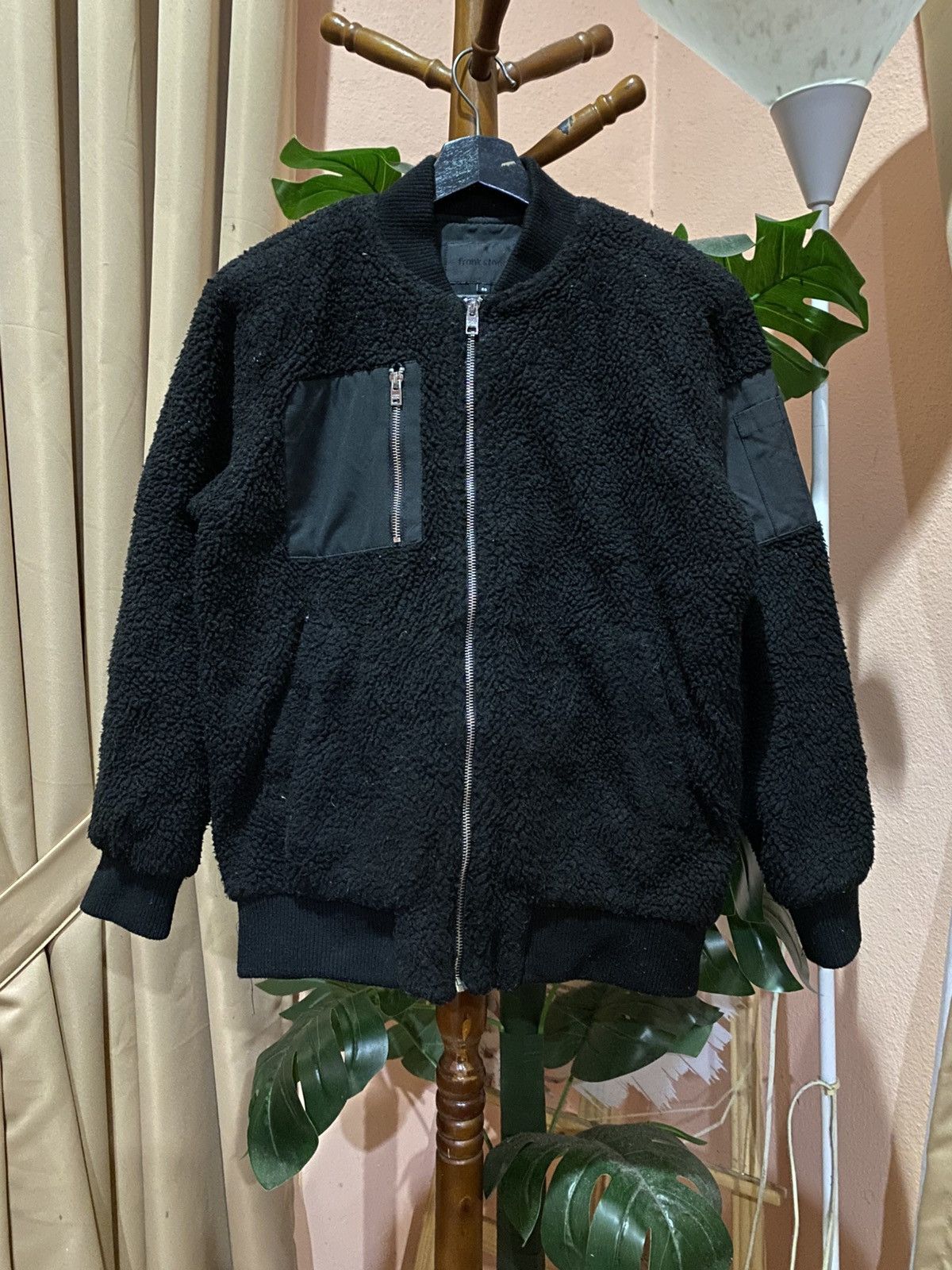 Japanese Brand Frank Stone Black Sherpa Fleece Bomber Jacket Korean Street Size US M / EU 48-50 / 2 - 3 Thumbnail