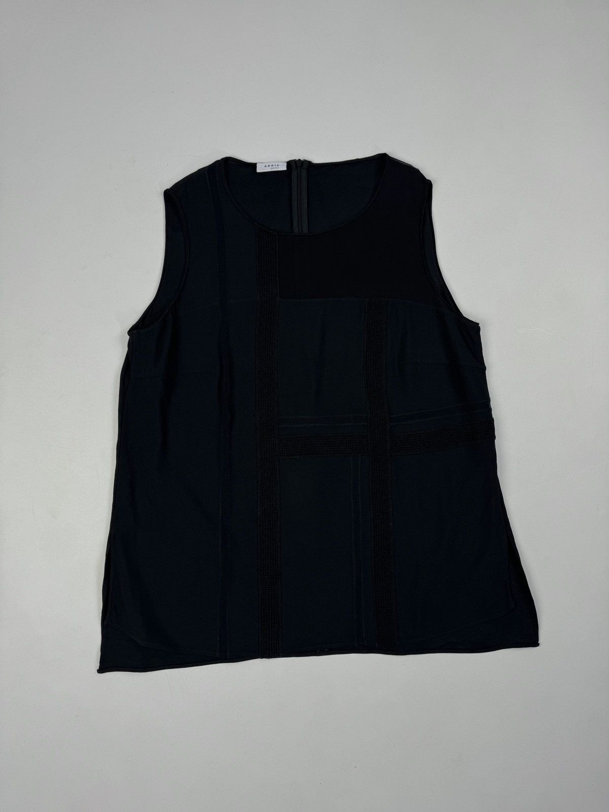 Akris × Designer AKRIS Punto Black Mesh Lace York Sleeveless Blouse Top Tank Size M / US 6-8 / IT 42-44 - 17 Thumbnail