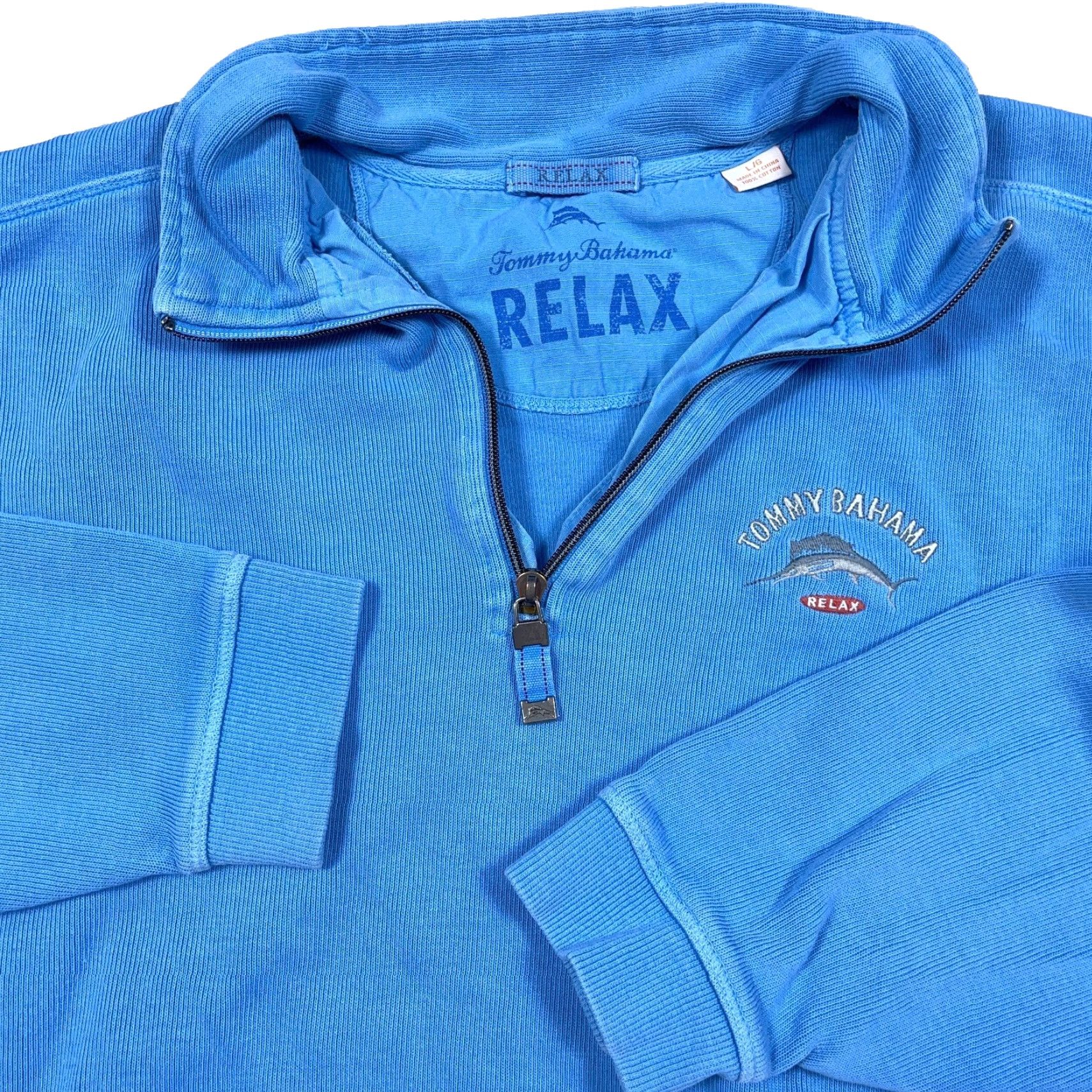Tommy Bahama Tommy Bahama Sweater Men Large Light Blue Pullover 1/4 Zip Knit Pullover Casual Classic Relaxed Mens Knit-Sweater Blue Size L Size US L / EU 52-54 / 3 - 2 Thumbnail