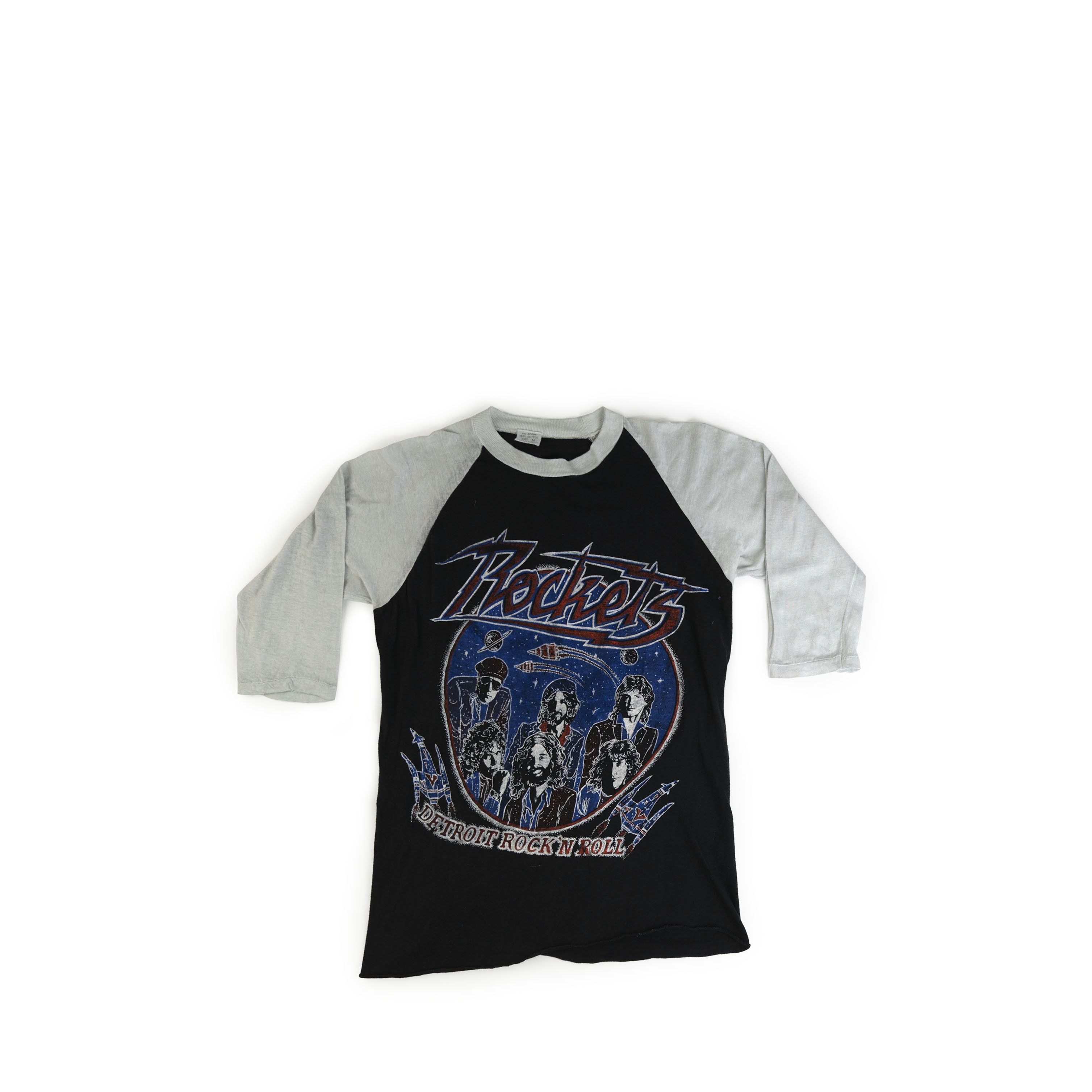 Band Tees × Vintage Vintage 1980's Detroit Rock N Roll Rocket Baseball Tee Shirt Size US M / EU 48-50 / 2 - 1 Thumbnail