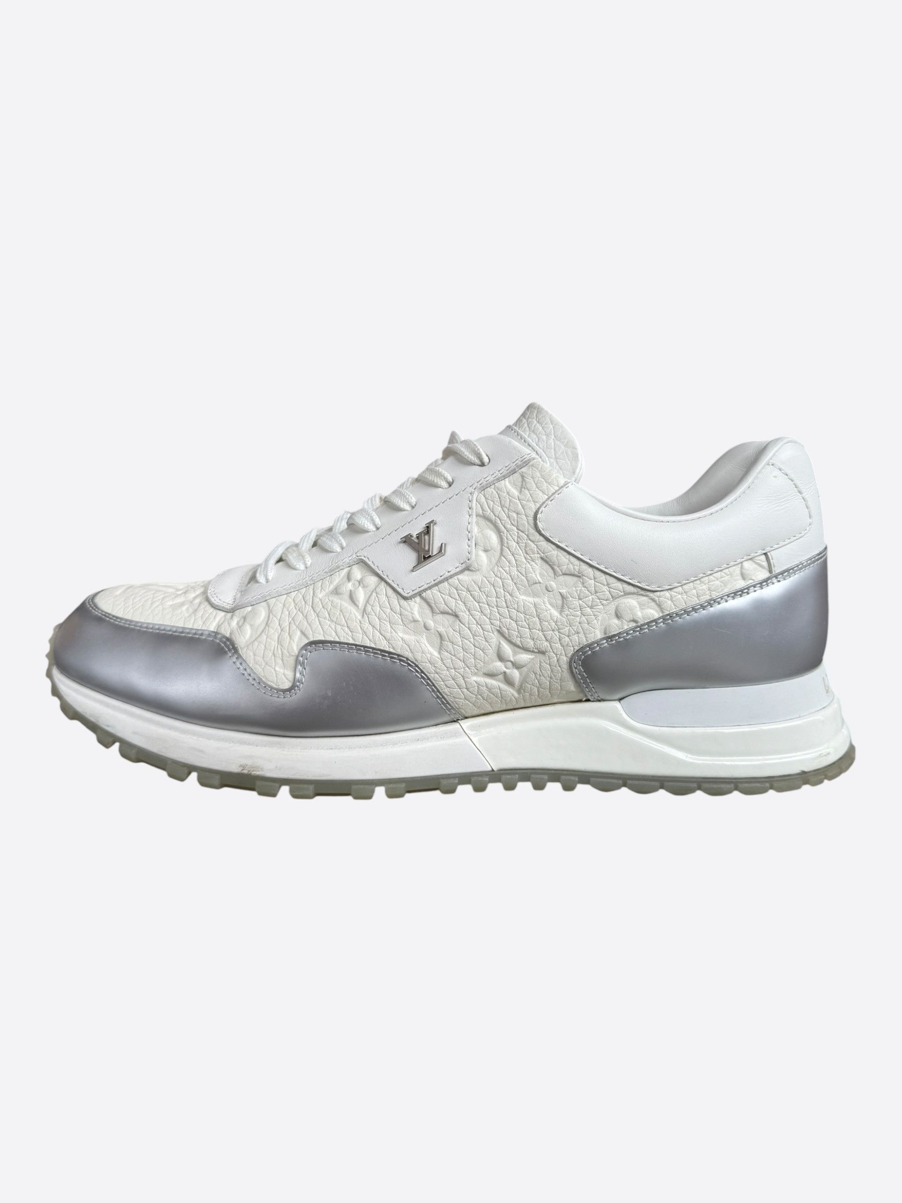 Louis Vuitton White & Silver Monogram Taurillon Run Away Sneakers Size US 8 / EU 41 - 3 Thumbnail