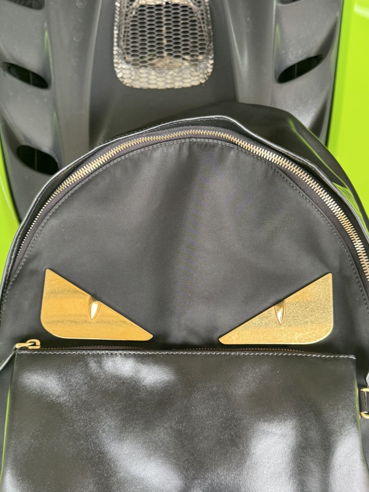 Fendi Fendi Monster Eyes Black Gold Tone Backpack Size ONE SIZE - 2 Thumbnail