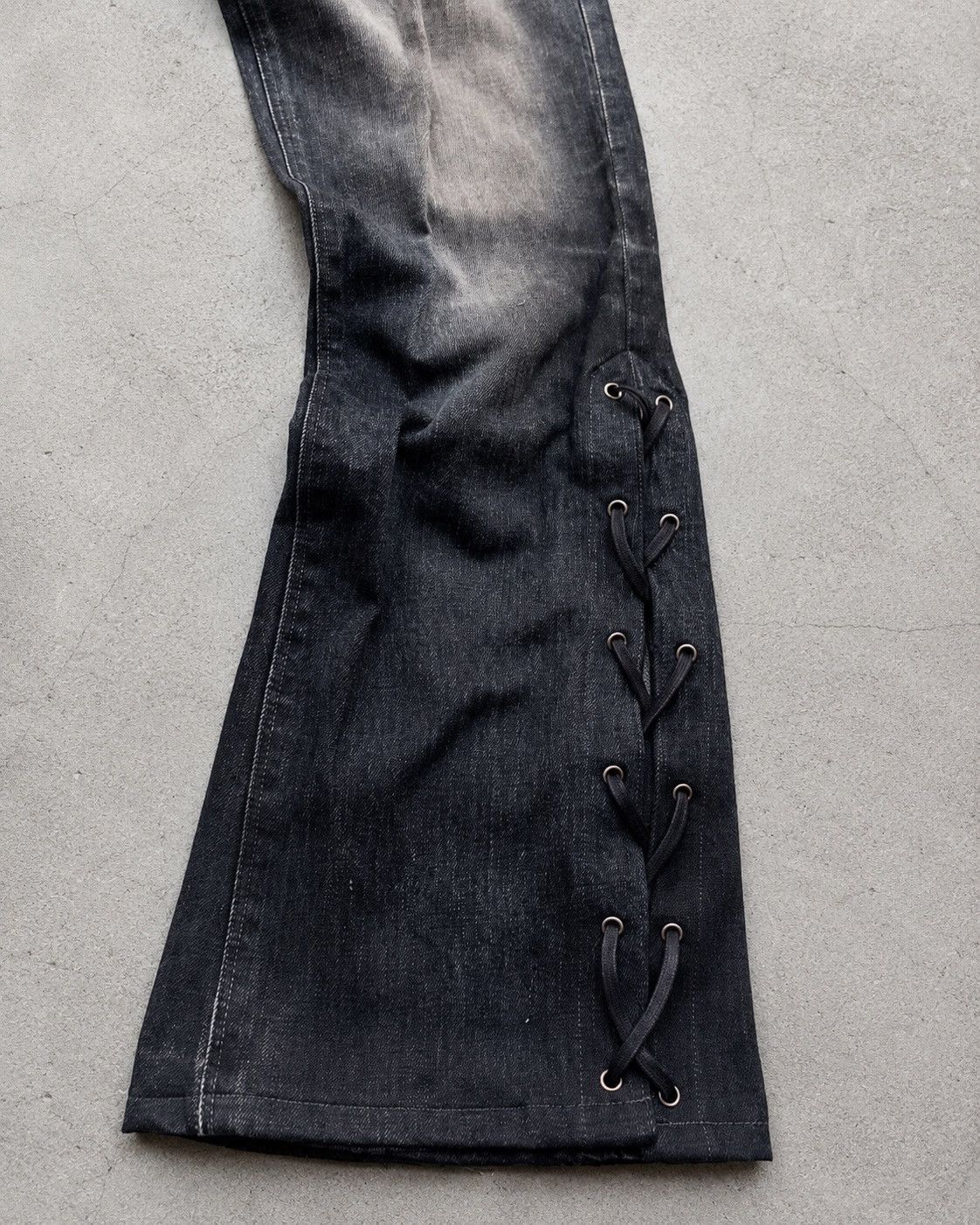Japanese Brand BLACK BARRET lace up flare jeans Size US 30 / EU 46 - 6 Thumbnail