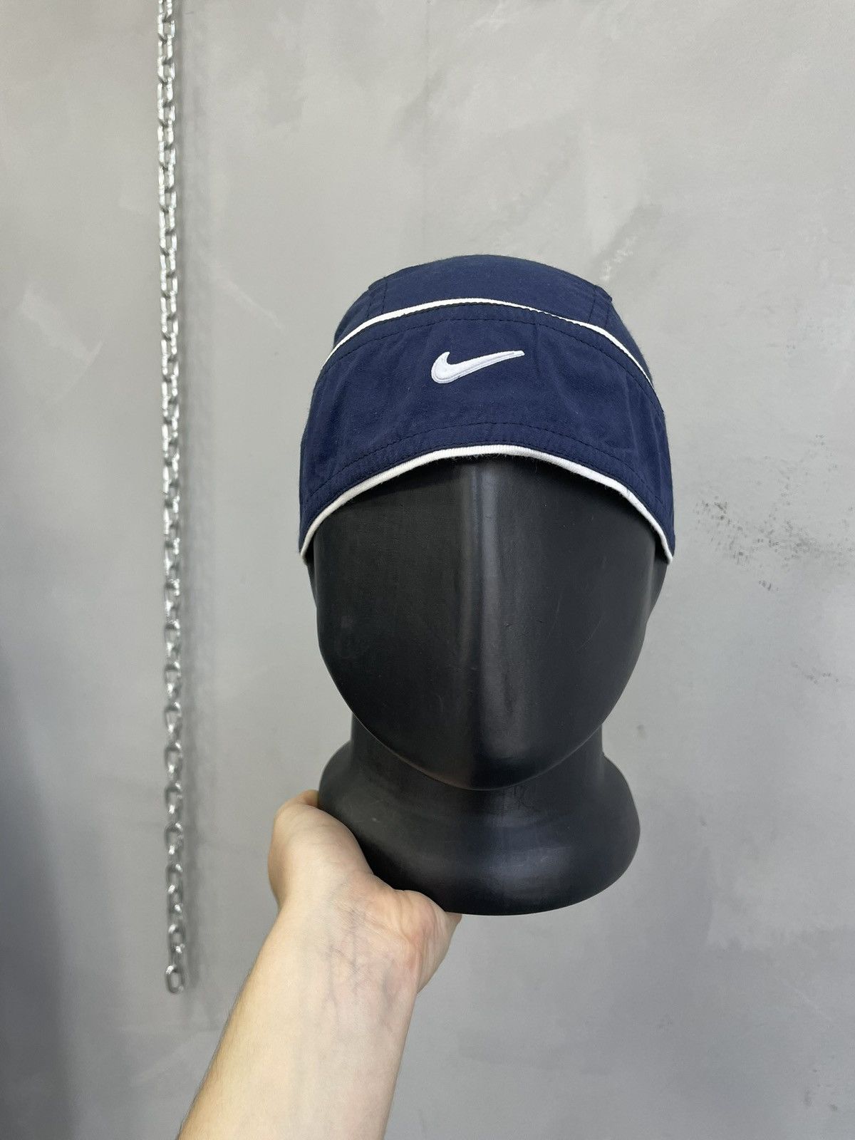 Nike Blue Y2K bandana hat Cap Swoosh Logo Embroidered