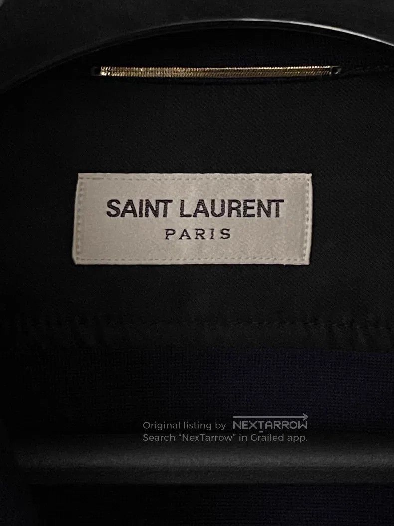 Saint Laurent Paris Saint Laurent Paris Logo Embroidered Navy Blue Wool Shirt Size S / US 4 / IT 40 - 3 Thumbnail