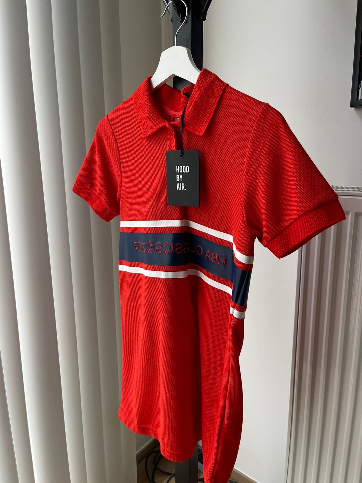 Pre-owned Anonymous Club X Hood By Air Ss17 Rugby Stripes Polo Shirt In Red