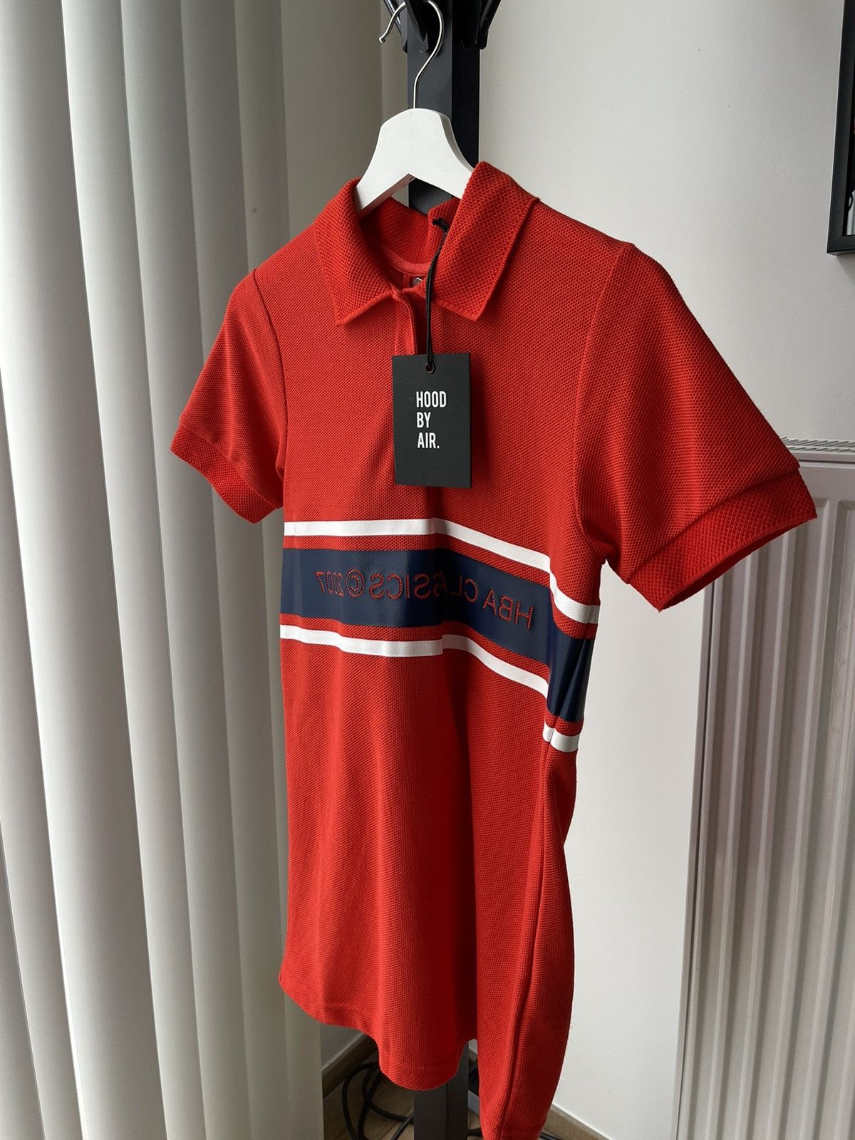 image of Anonymous Club x Hood By Air Ss17 Rugby Stripes Polo Shirt in Red, Men's (Size Small)
