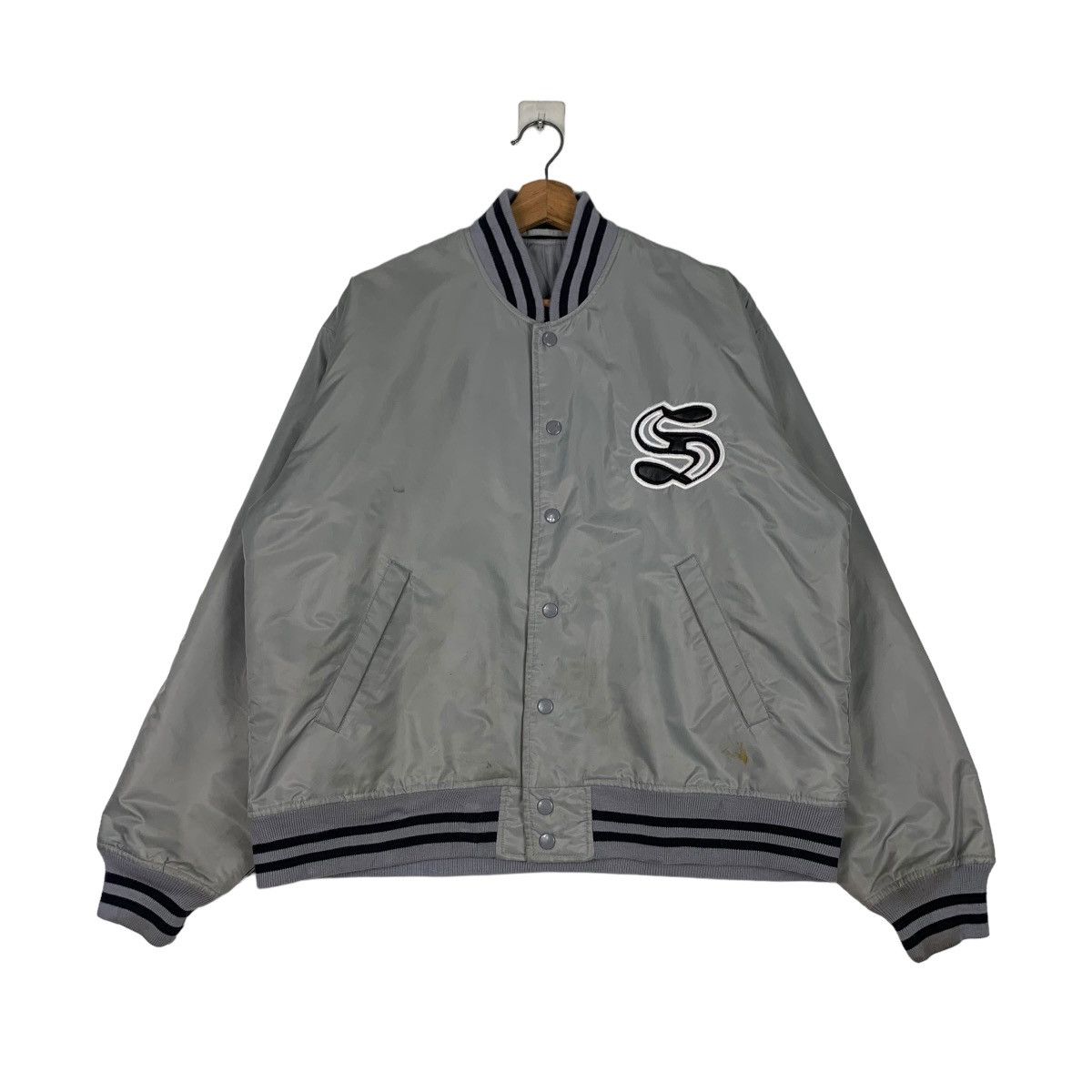 HILLCROP Grey Varsity Jacket Coach Jacket #0921-C41
