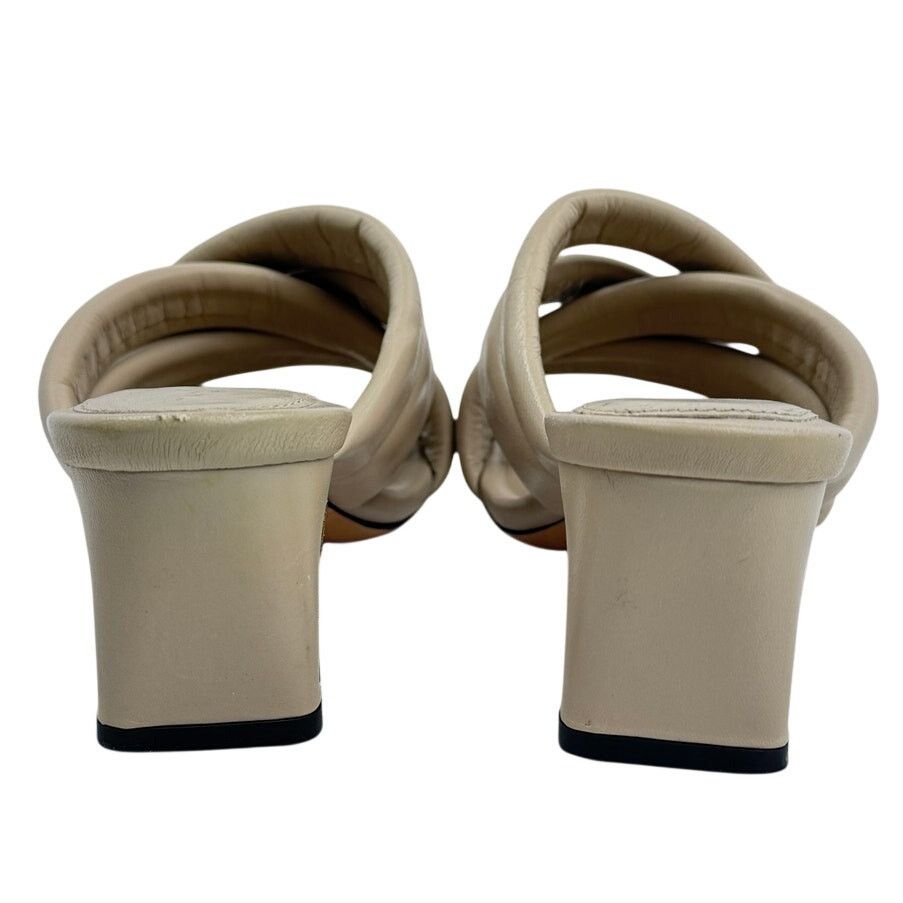Anine Bing ANINE BING Leather Crossover Strap Mule Heels 'Cade' Beige Size US 7 / IT 37 - 4 Thumbnail