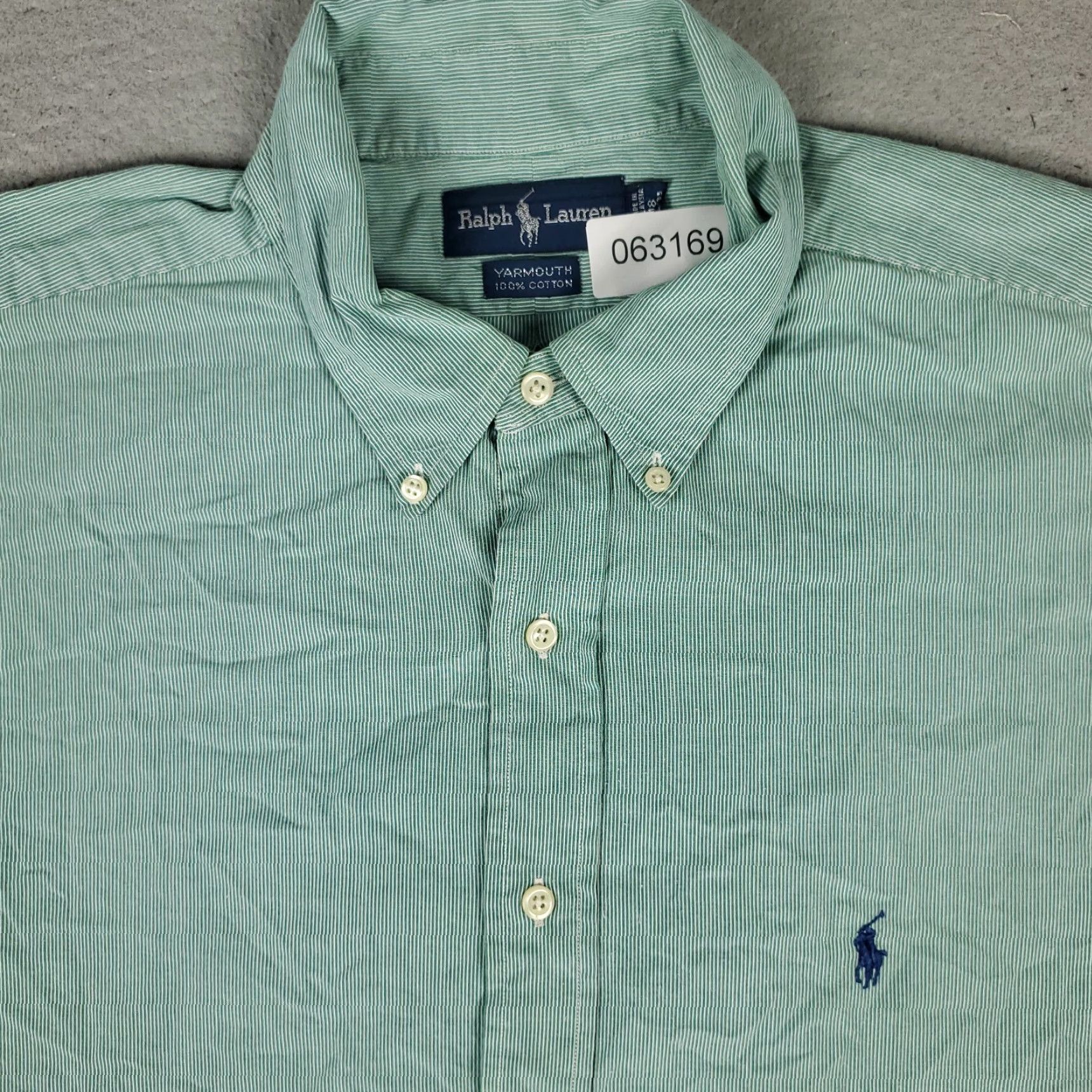 Ralph Lauren Ralph Lauren Dress Shirt Men's 18 Green Pony Button-Down Long Sleeve Non-Iron 100% Cotton Regular Size 18 Mens Size 48R - 2 Thumbnail