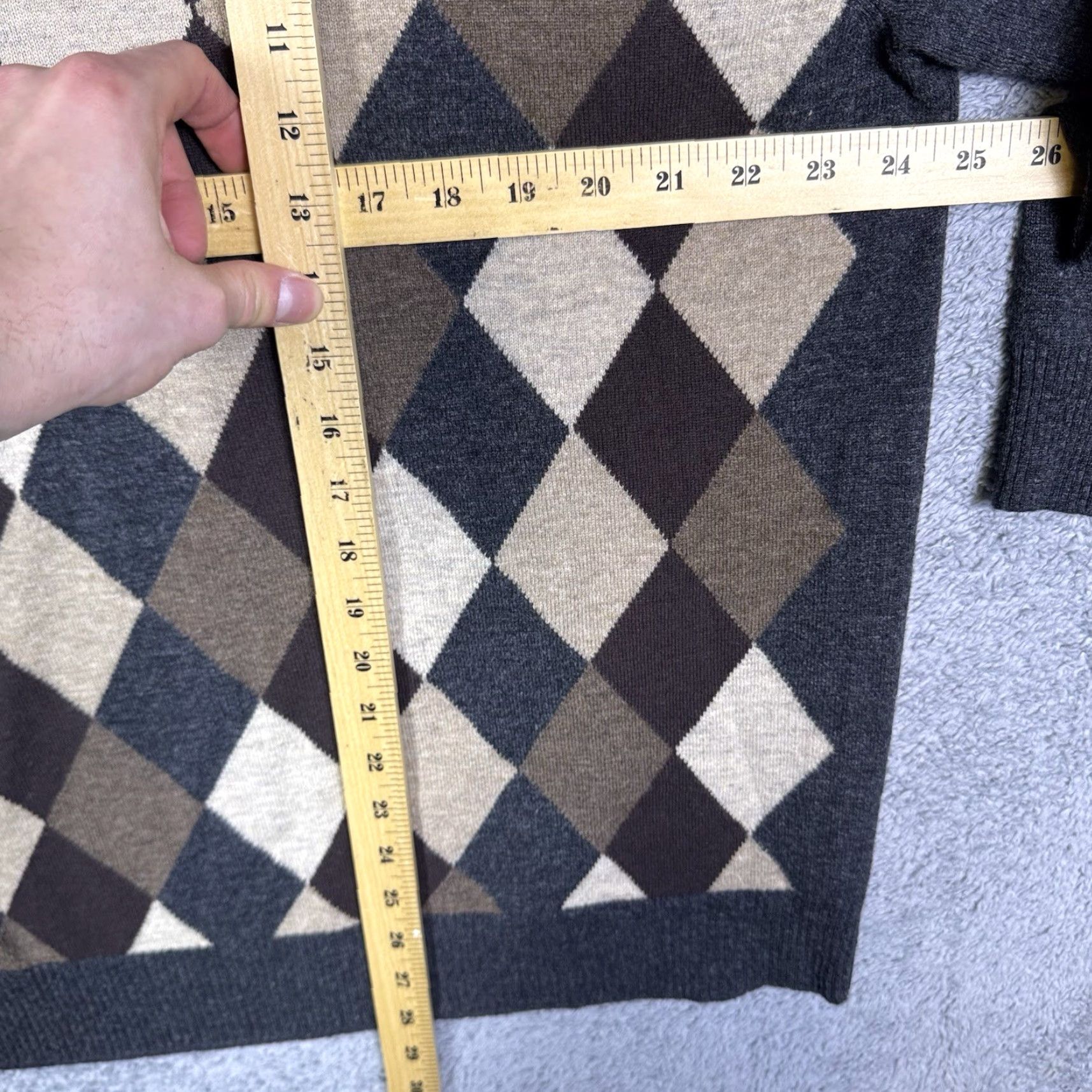Johnston & Murphy Johnston & Murphy Sweater Mens XL 100% Lambswool V Neck Argyle Pullover Knit Size US XL / EU 56 / 4 - 6 Thumbnail