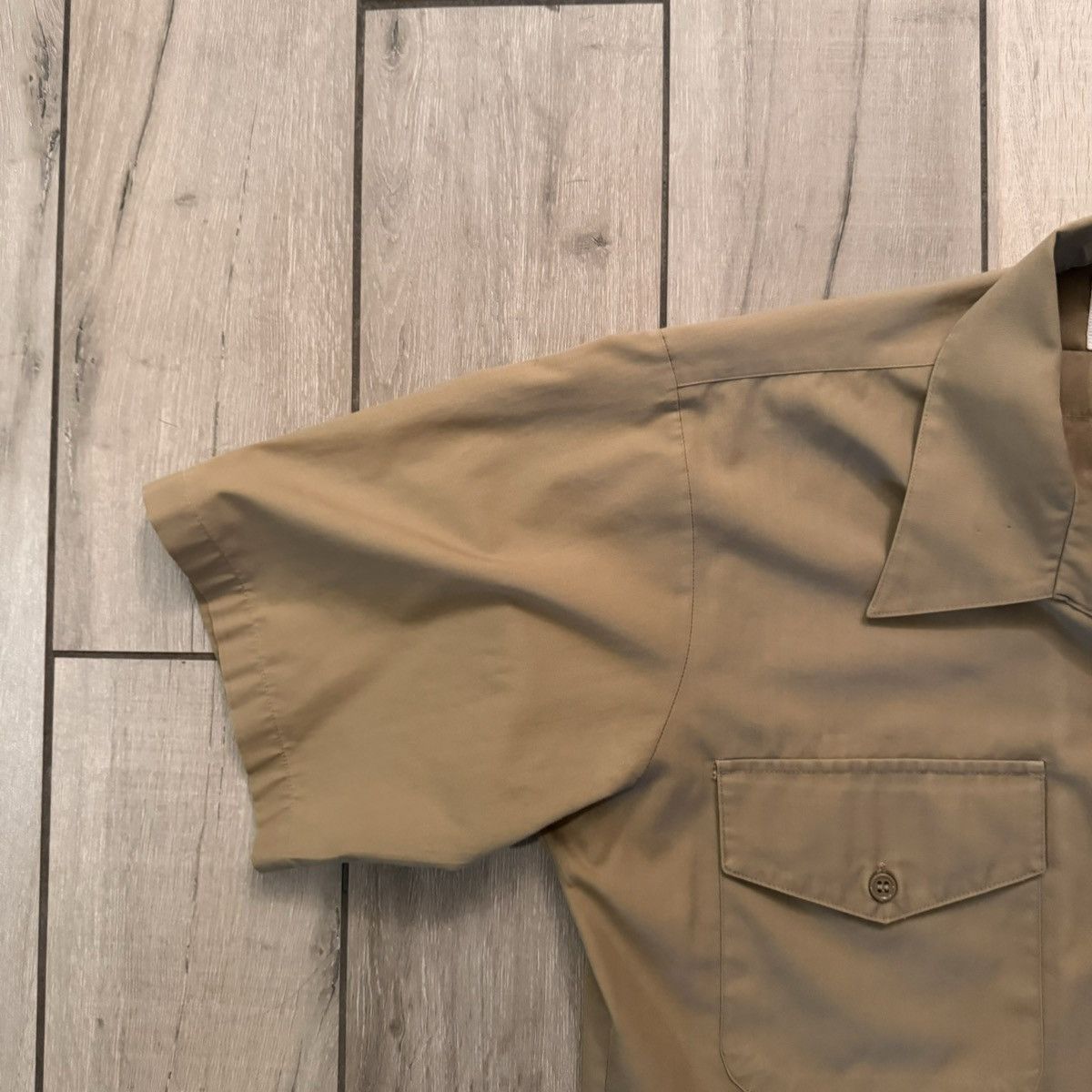 Stussy Vintage 70s Earth Tone Tan Military Cropped Pocket Button Up Size US M / EU 48-50 / 2 - 2 Thumbnail
