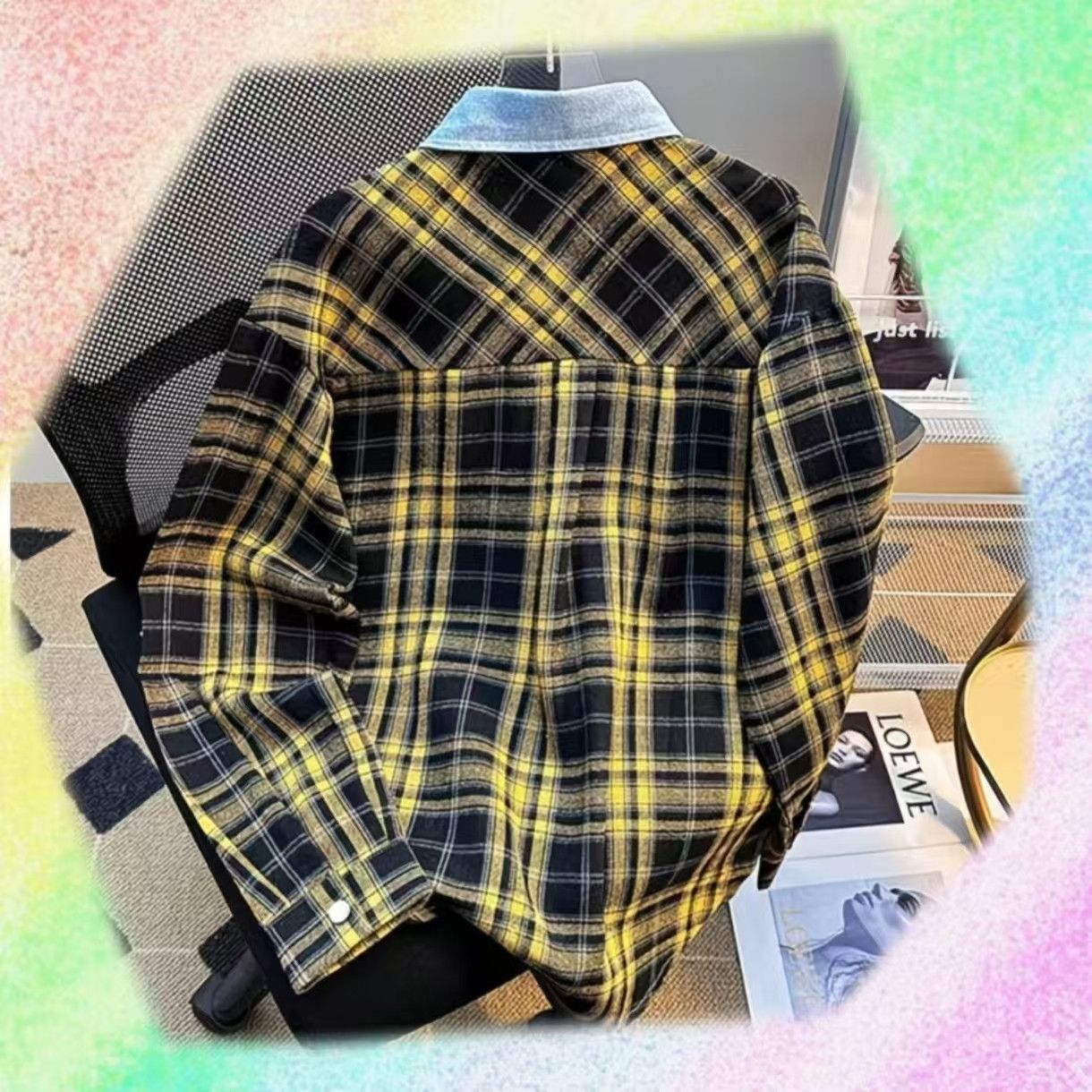 Vintage Retro Patchwork Plaid Shirt Denim Jacket Size US M / EU 48-50 / 2 - 3 Thumbnail