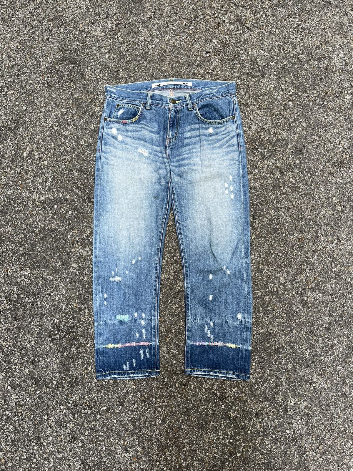 Issey Miyake TSUMORI CHISATO DISTRESSED DENIM LOW RISE JEANS Size US 30 / EU 46 - 1 Thumbnail