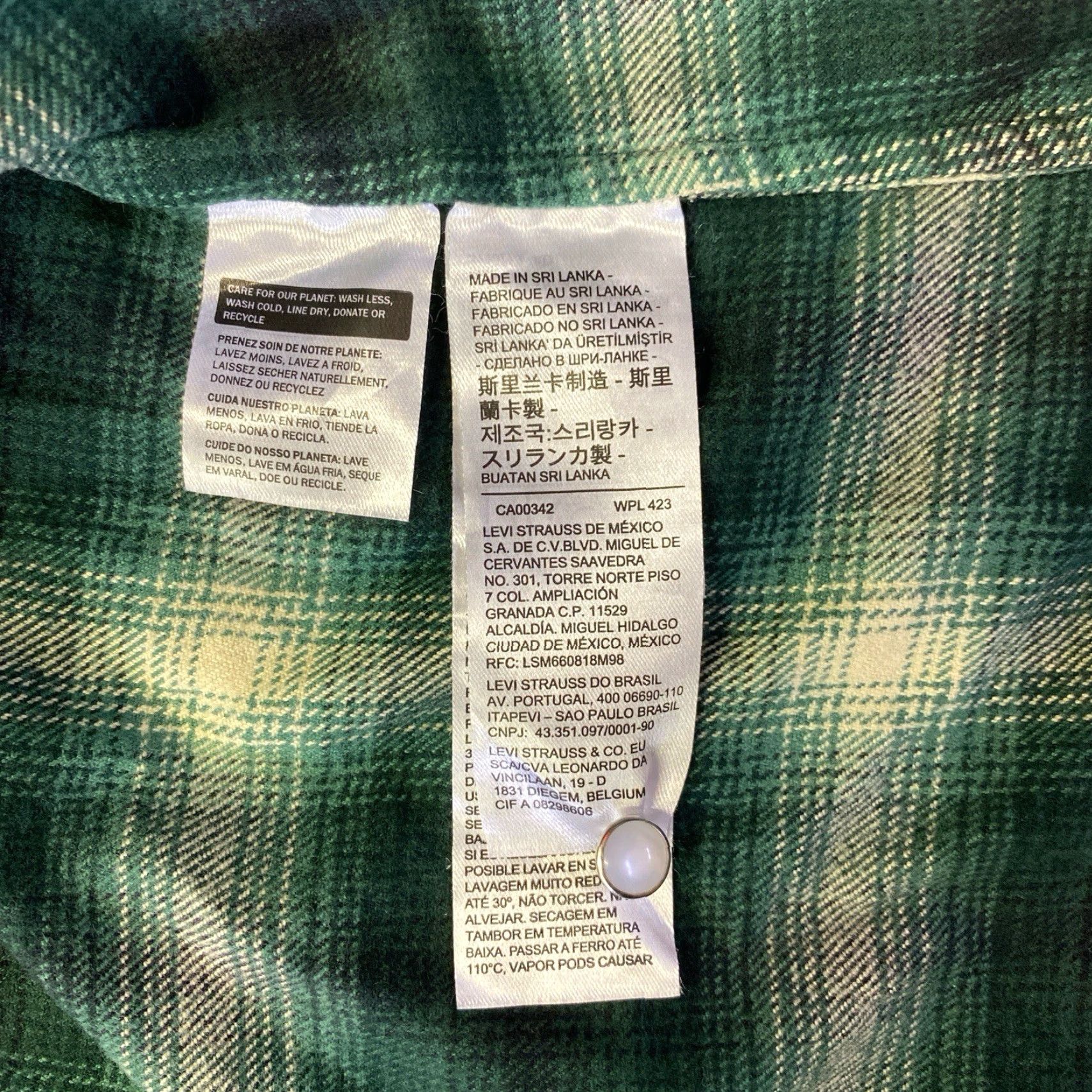 Levi's Levi's Shirt Mens Large Green Plaid Western Pearl Snap Flannel Shacket Heavy Regular Button-Up Pockets Casual Winter Spring Fall Mens Size US L / EU 52-54 / 3 - 5 Thumbnail