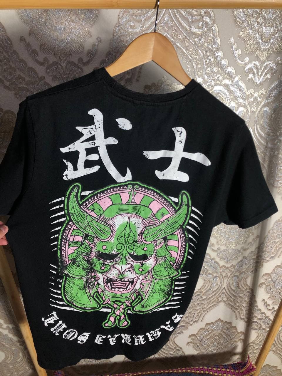 Japanese Brand × Vintage VERY RARE YAKUZA SAMURAI DEMON MASK DOUBLE PRINTED T-SHIRT Size US L / EU 52-54 / 3 - 5 Thumbnail