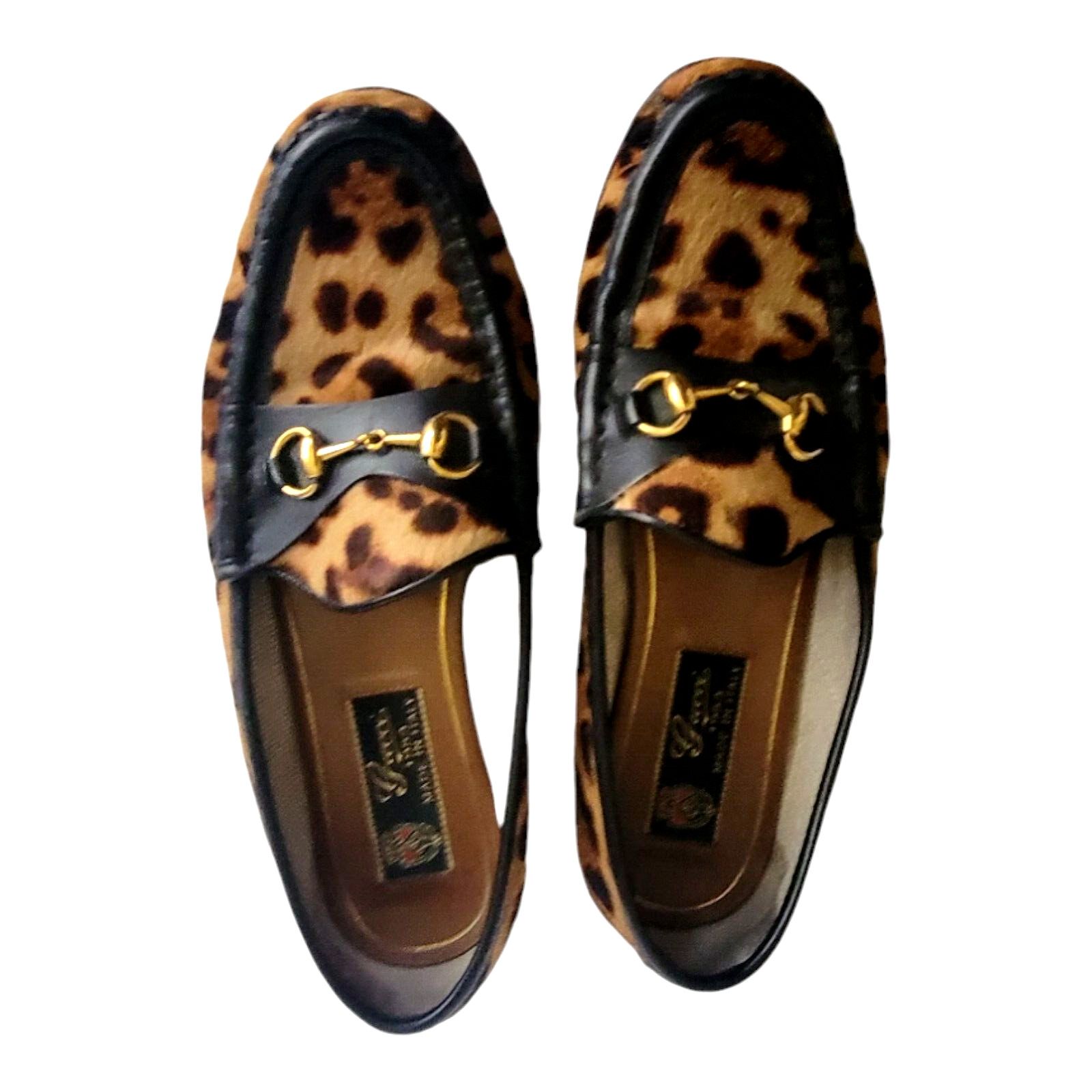 Gucci GUCCI Black Brown Calf Hair Animal Print Loafers Made Italy Size US 5.5 / IT 35.5 - 3 Thumbnail