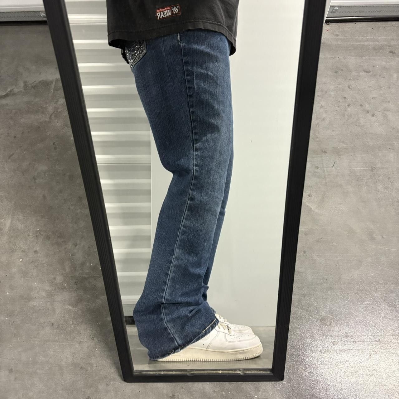Vintage Crazy Vintage Y2K/2000s WideLeg Embroidered Pocket Grunge Skater Style Dark Wash Denim Jeans! Size US 36 / EU 52 - 2 Thumbnail