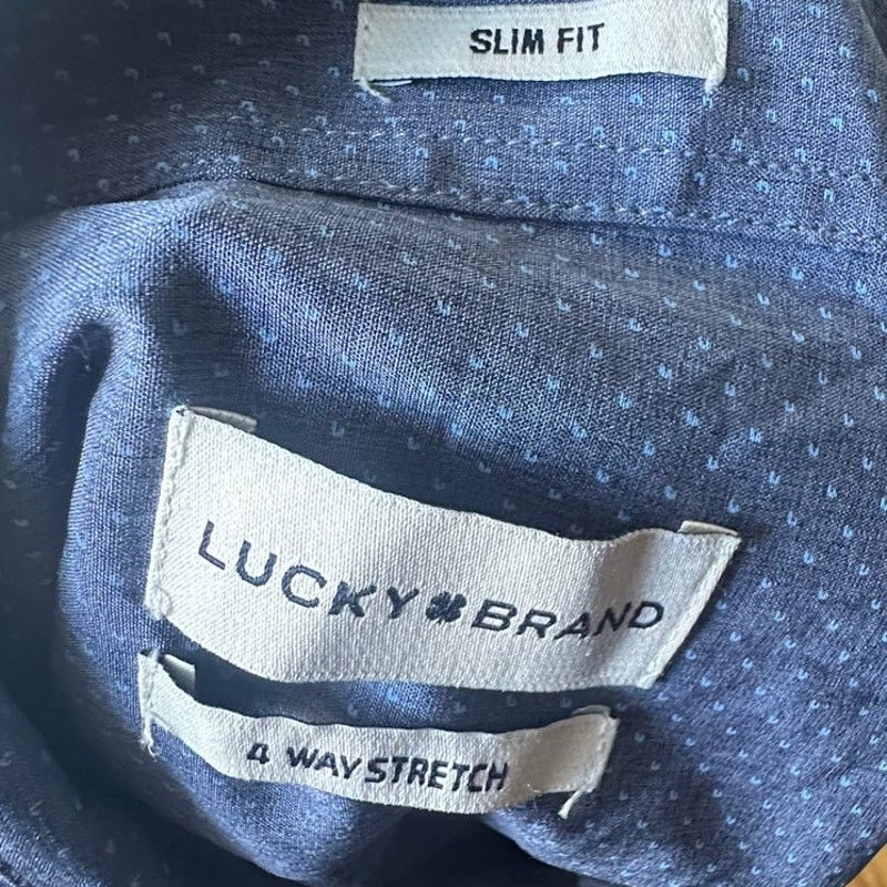 Lucky Brand Lucky Brand Men’s Blue Slim Fit Stretch Button-Up Shirt Size US XL / EU 56 / 4 - 7 Thumbnail
