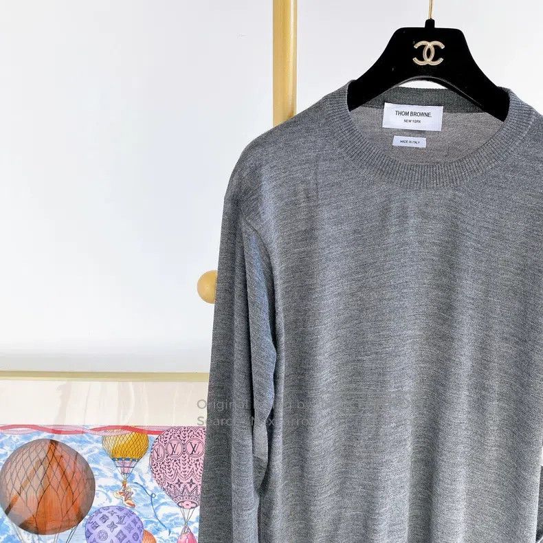 Thom Browne Thom Browne Grey Crewneck Knit Sweater Size US M / EU 48-50 / 2 - 3 Thumbnail