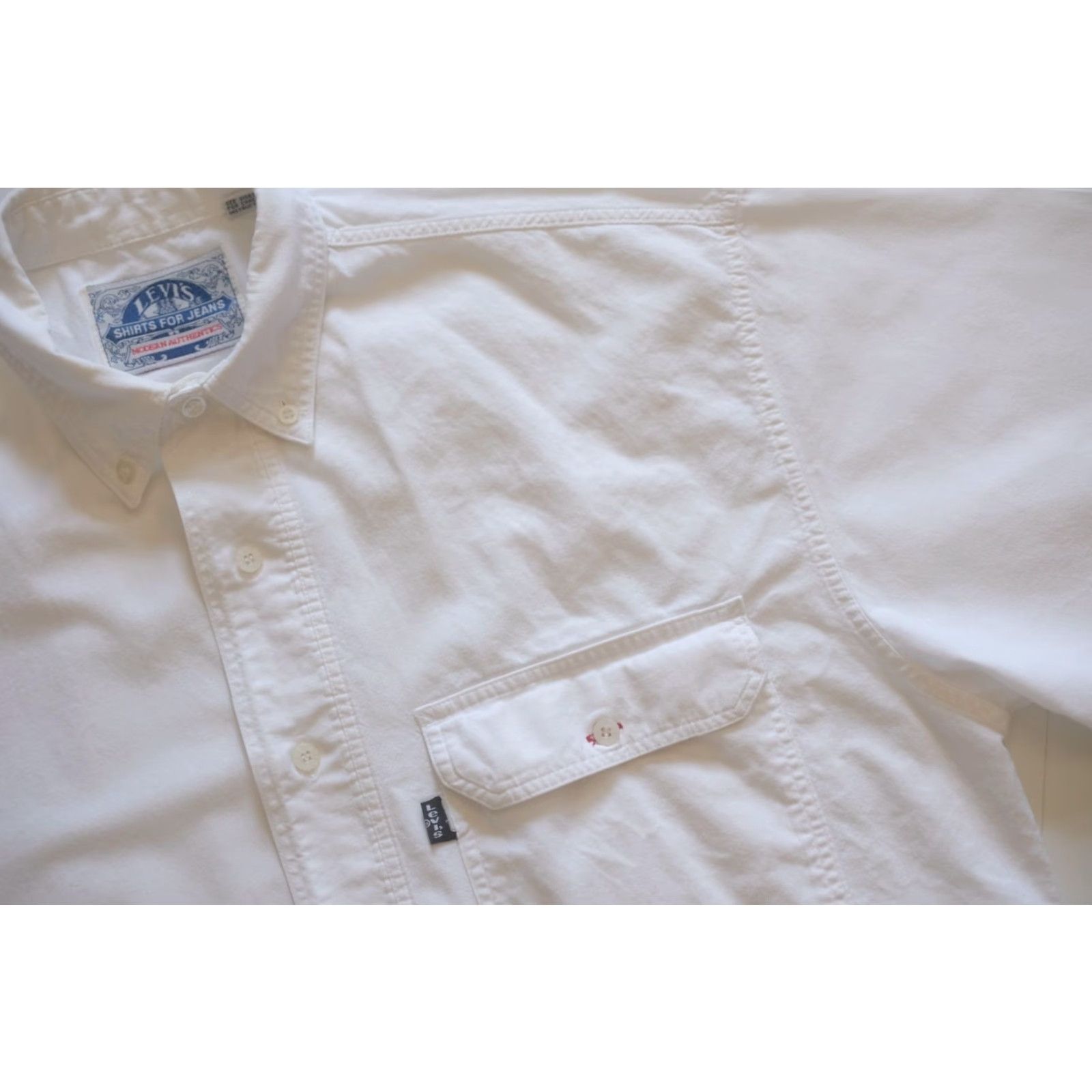 Levi's VINTAGE Levi's Shirt Button-Down Short Sleeve Cotton 1992 90s M White Mens Shirt Size US M / EU 48-50 / 2 - 6 Thumbnail