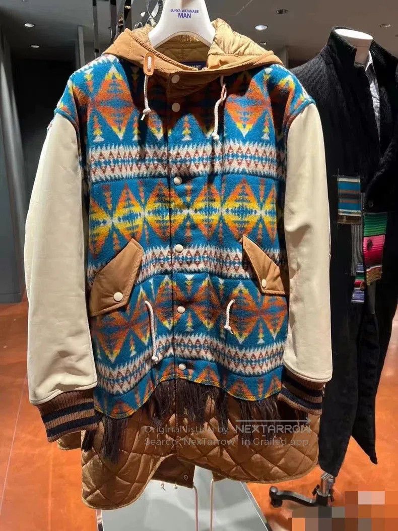Junya Watanabe Junya Watanabe Leather pattern fringed hooded coat Size US XS / EU 42 / 0 - 1 Thumbnail