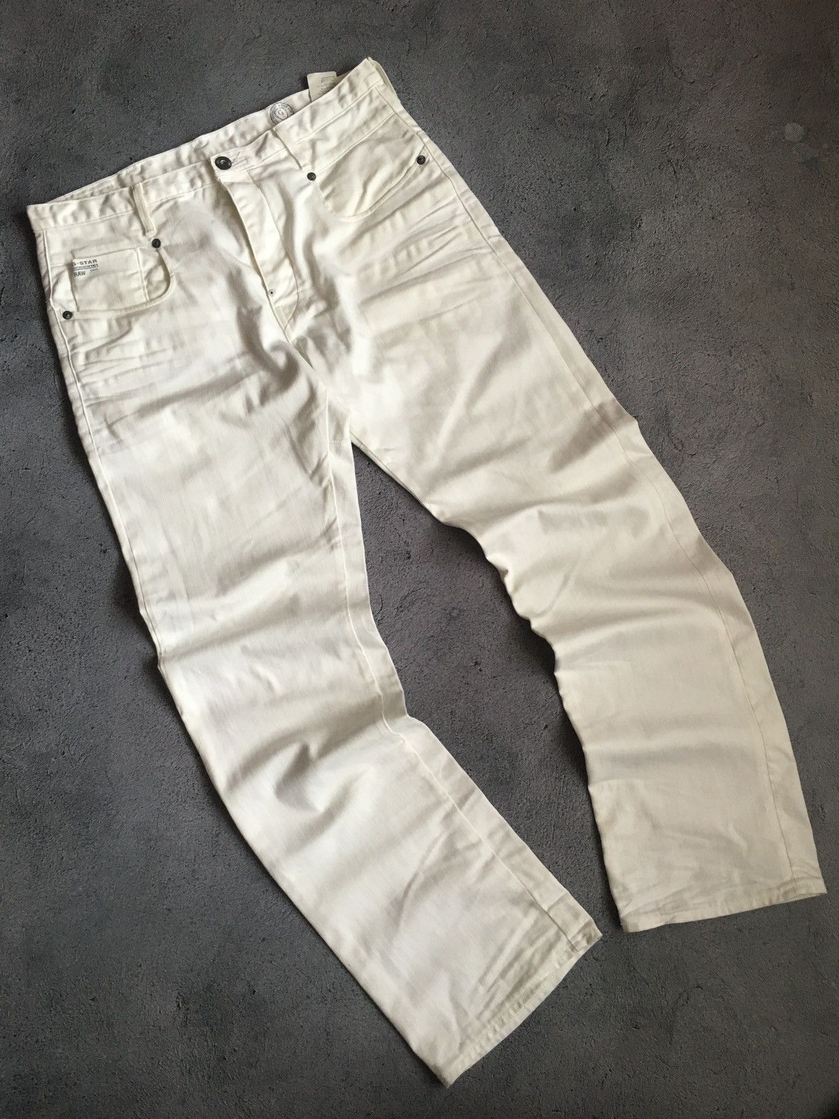 G-Star 🐚G-Star Raw Denim Biker White Pant Vintage Y2k Hype Size US 34 / EU 50 - 1 Thumbnail