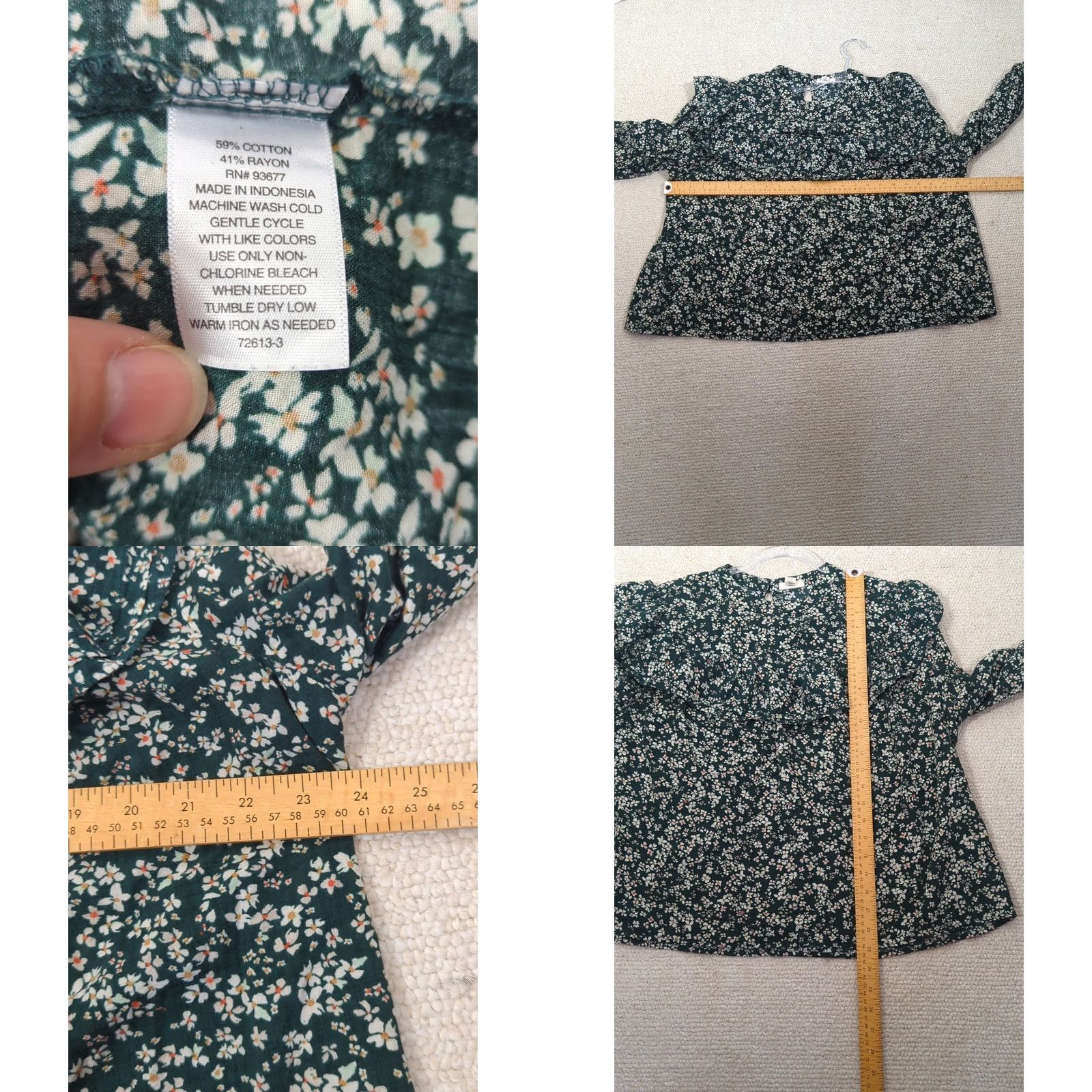 Vintage VINTAGE? No — Green Floral Ruffle Blouse Shirt 0X Long Sleeve Top Plus Size Women’s prairie Size XL / US 12-14 / IT 48-50 - 8 Thumbnail