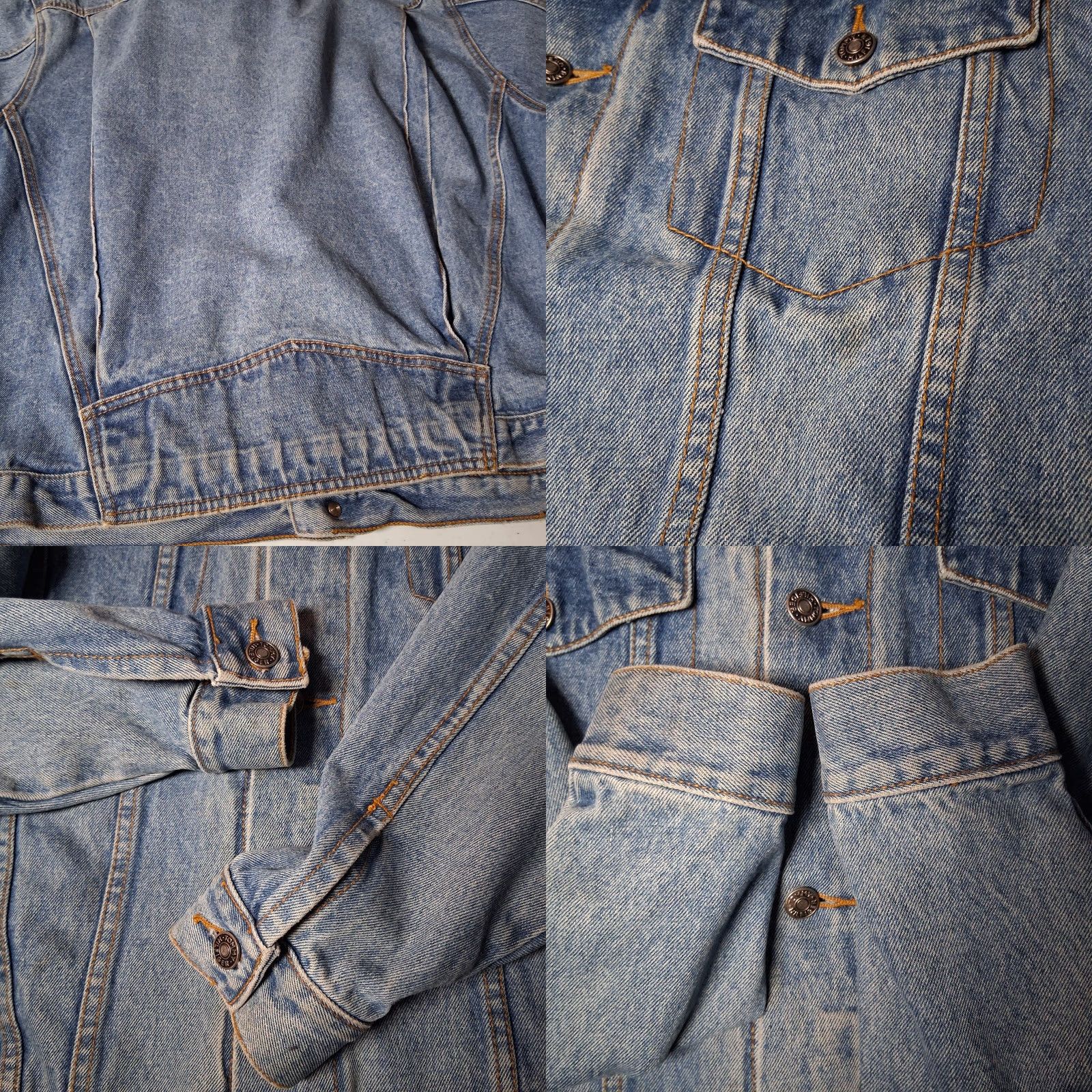 VINTAGE Tommy Hilfiger Jean Jacket Men M Blue Denim Trucker 90s Crest Logo Pocket Short Coat Casual Mens
