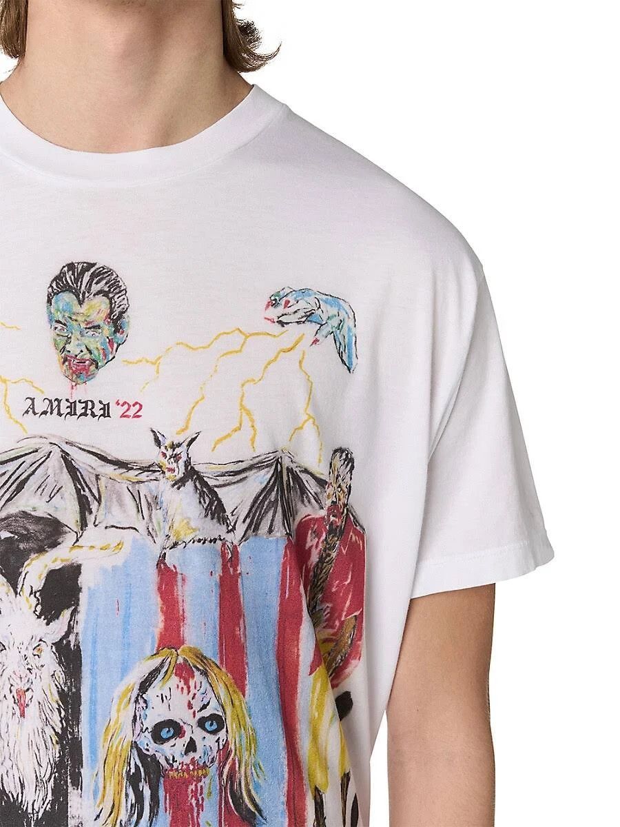 Amiri × Wes Lang o1w1db10125 Blood Short Sleeve T-Shirt in White Size US M / EU 48-50 / 2 - 2 Thumbnail