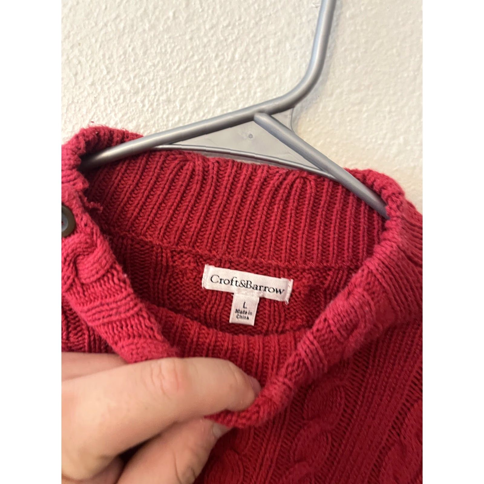 Croft & Barrow VINTAGE Croft & Barrow Women's Large Red Mock Cable Knit Sweater Size L / US 10 / IT 46 - 2 Thumbnail