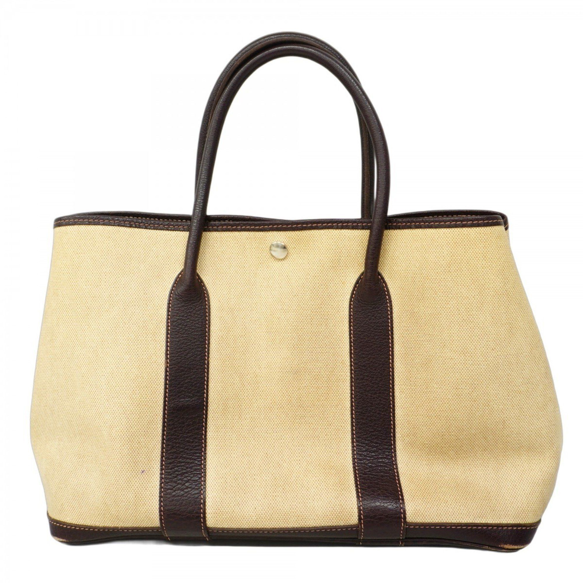 Hermes Tote Bag Garden Pm Toile Ash Brown F Engraved Men's Women's