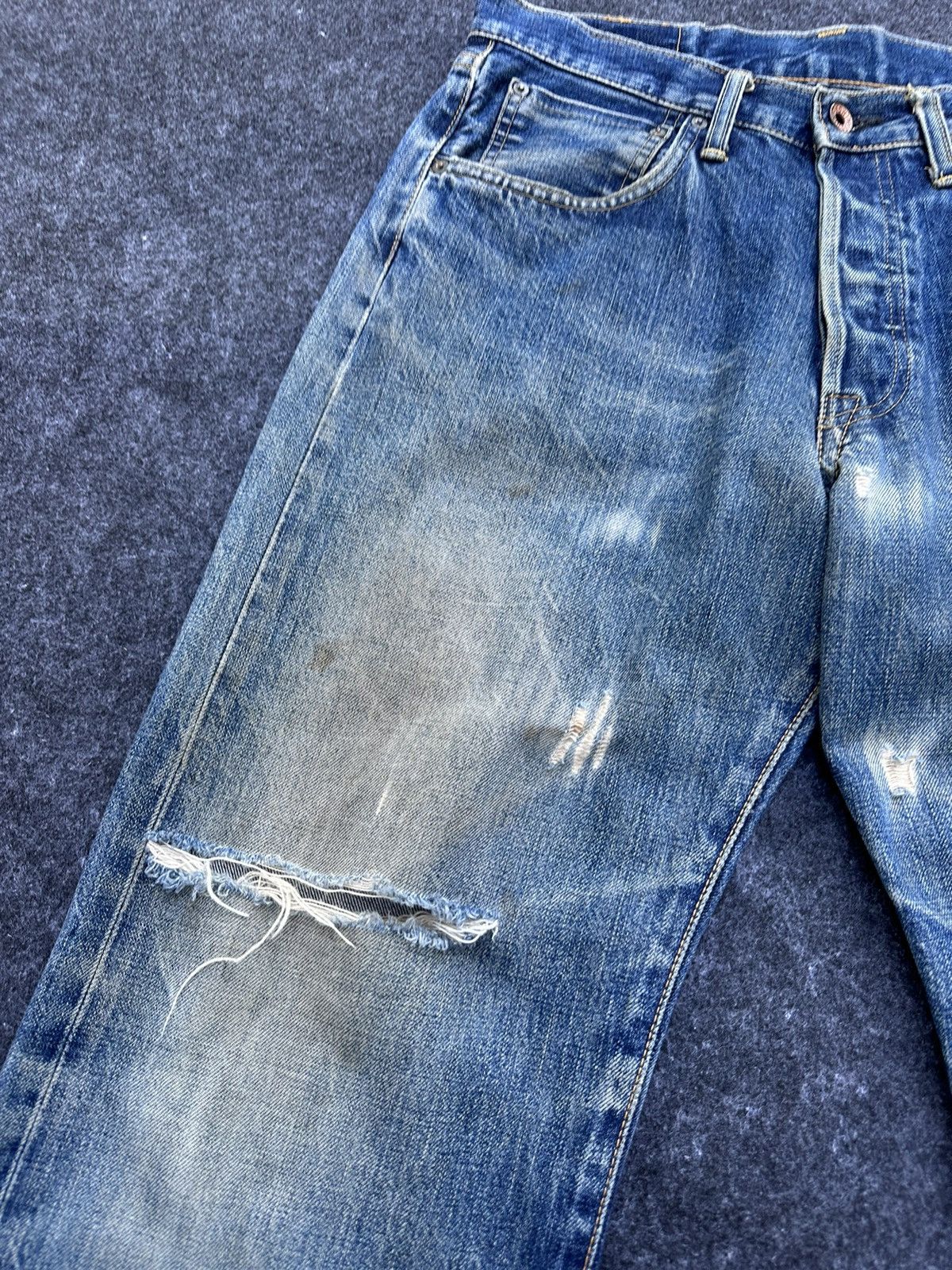 Edwin Vtg Edwin 505X Orange Tag Selvedge Ripped Denim 30x35 D42 Size US 30 / EU 46 - 5 Thumbnail