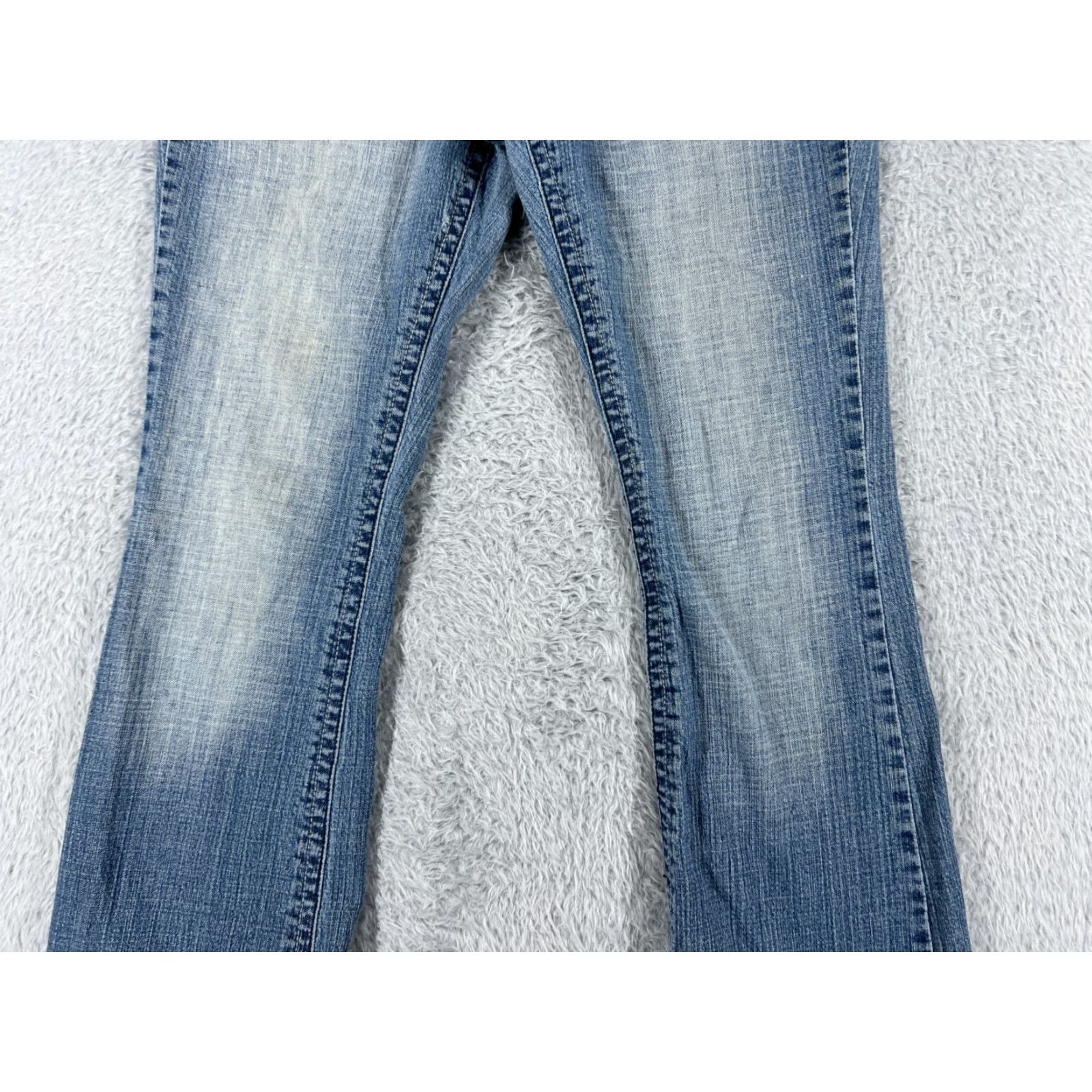 Vintage Industrial Cotton Womens Jeans Flared 28x29 Blue Cotton Blend Distressed Slimming 11 Den Inseam 29 5-Pocket Design Low Rise Vintage No Size 32" / US 10 / IT 46 - 3 Thumbnail